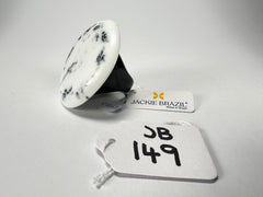 Jackie Brazil "Black & White Marble" Large Riverstone 40mm Ring ( R3605 ) Size UK - Z+1 / US- 13