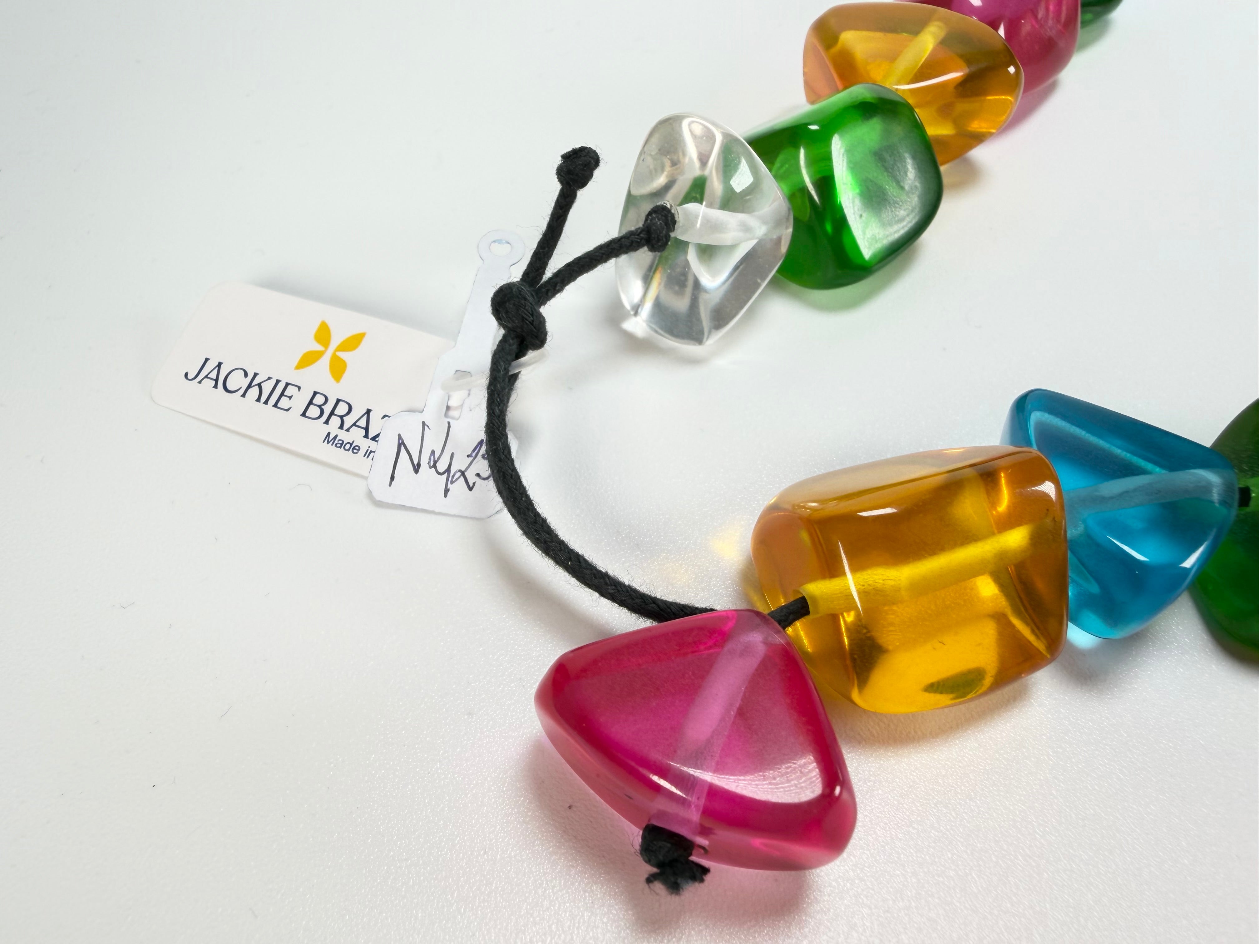 Jackie Brazil "Natural" Large Stones Carnaval Mix Long 90cm Resin Necklace ( N0425 )