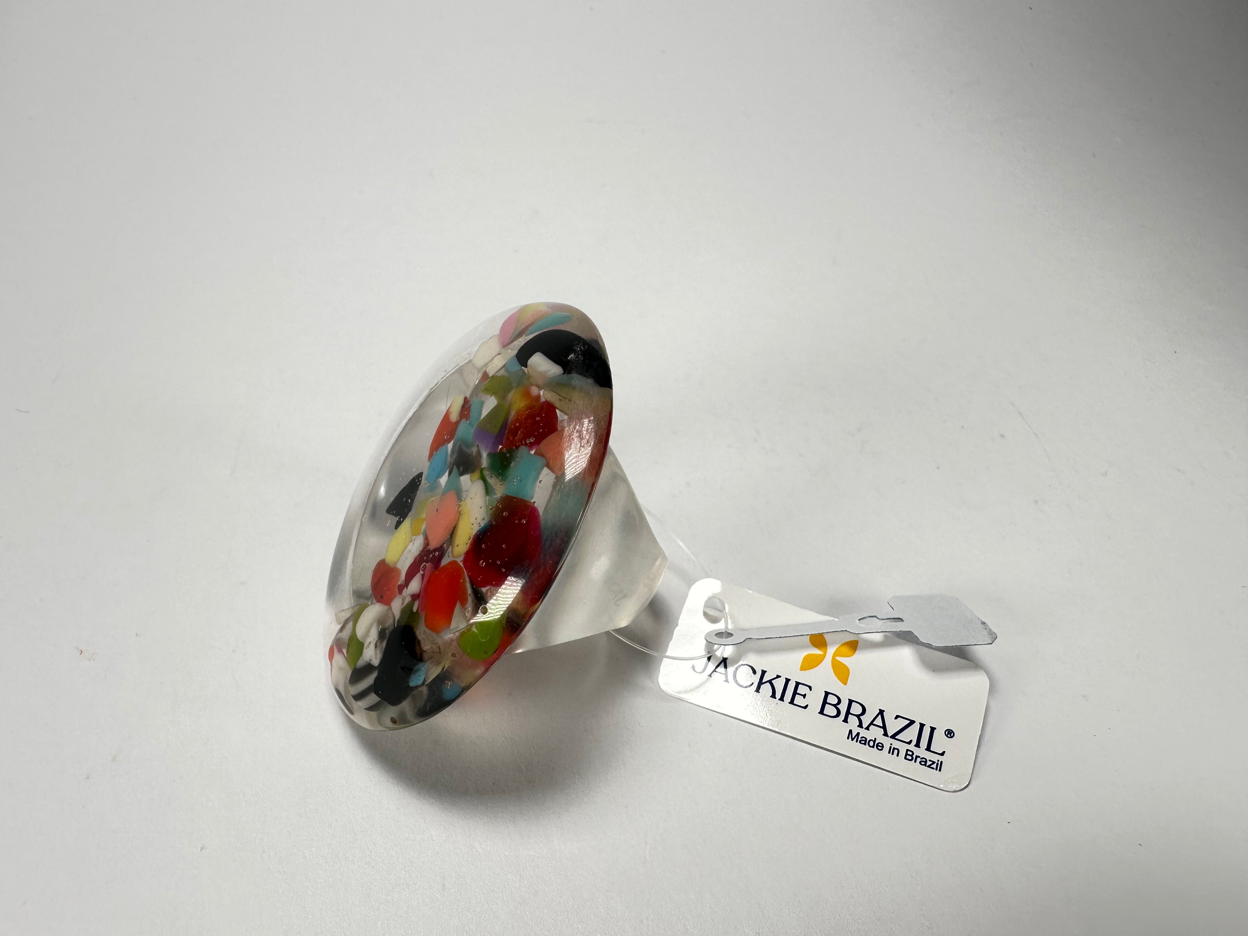 Jackie Brazil "Cascade" Large Riverstone 40mm Ring ( R3605 ) Size UK - R / US- 8.5