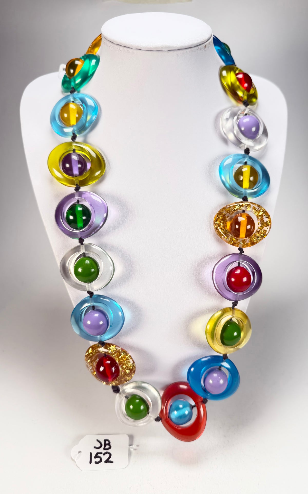 Jackie Brazil "Saturn" Transparent Summer Mix Disc & Ball Long 75cm Necklace ( N0052 )