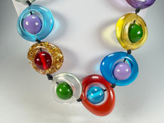 Jackie Brazil "Saturn" Transparent Summer Mix Disc & Ball Long 75cm Necklace ( N0052 )