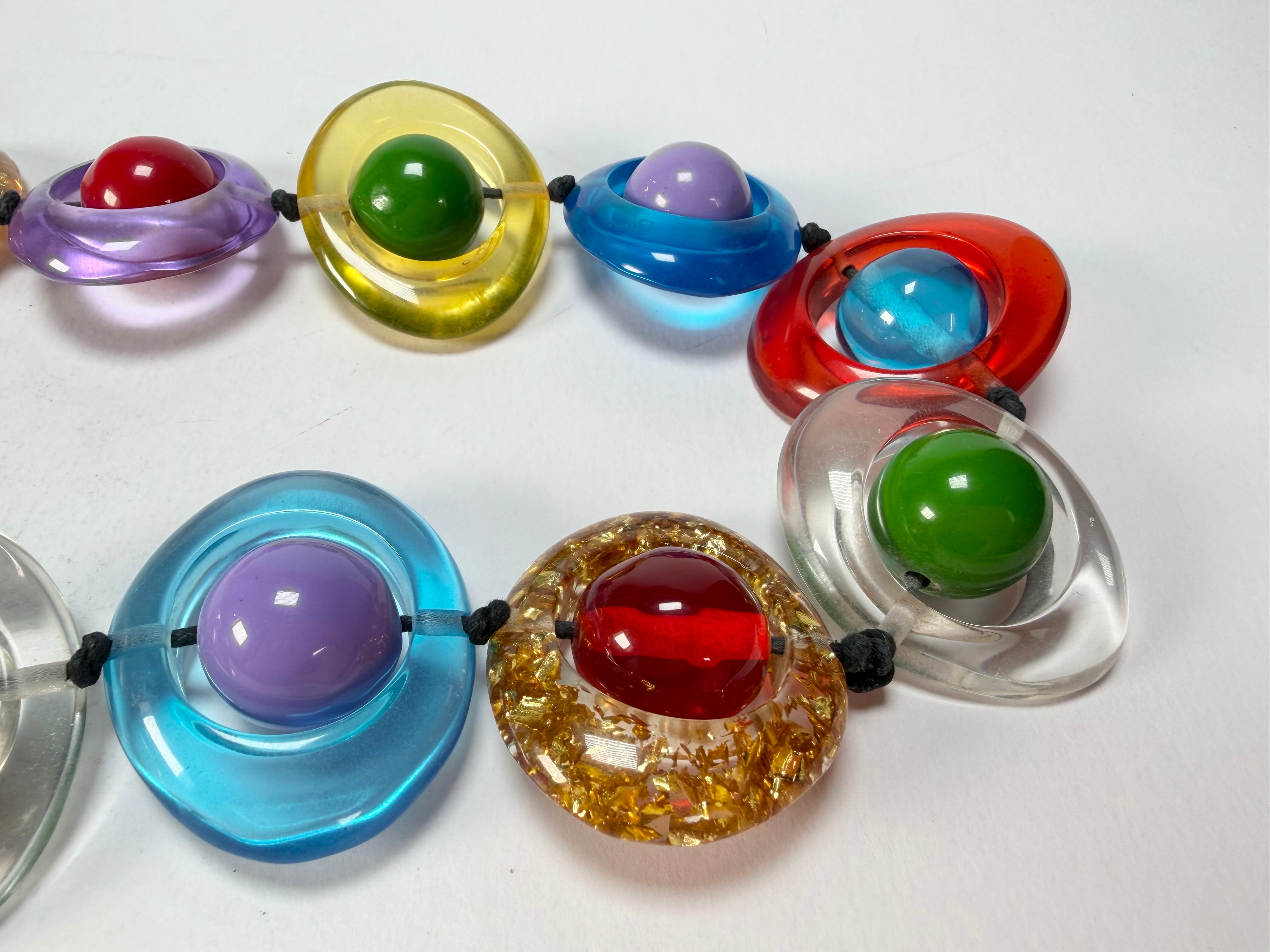 Jackie Brazil "Saturn" Transparent Summer Mix Disc & Ball Long 75cm Necklace ( N0052 )