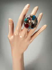 Jackie Brazil "Cascade" Large Round Domed Resin Ring ( R2929 ) Size UK P / US 7.5