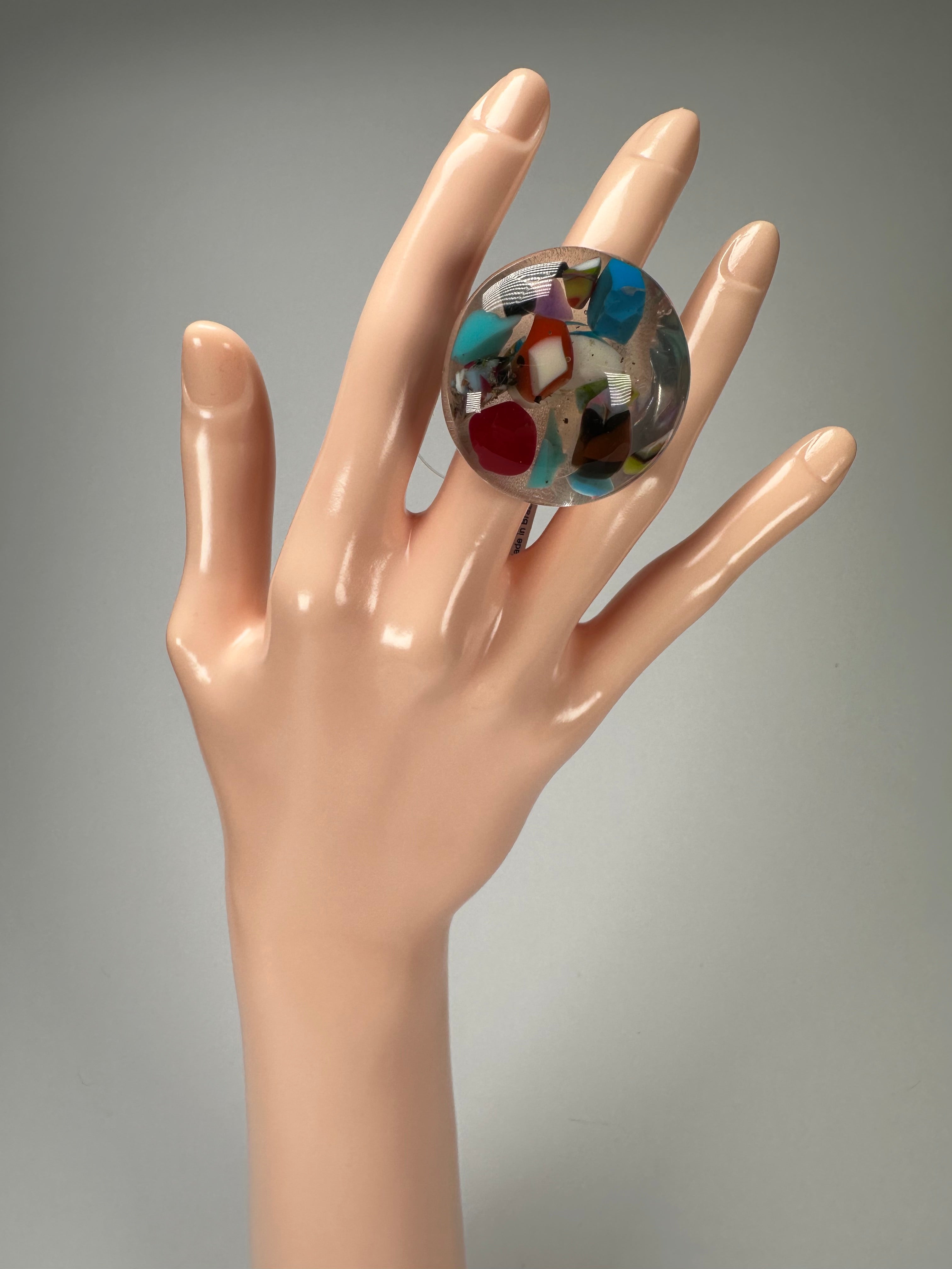 Jackie Brazil "Cascade" Large Round Domed Resin Ring ( R2929 ) Size UK P / US 7.5