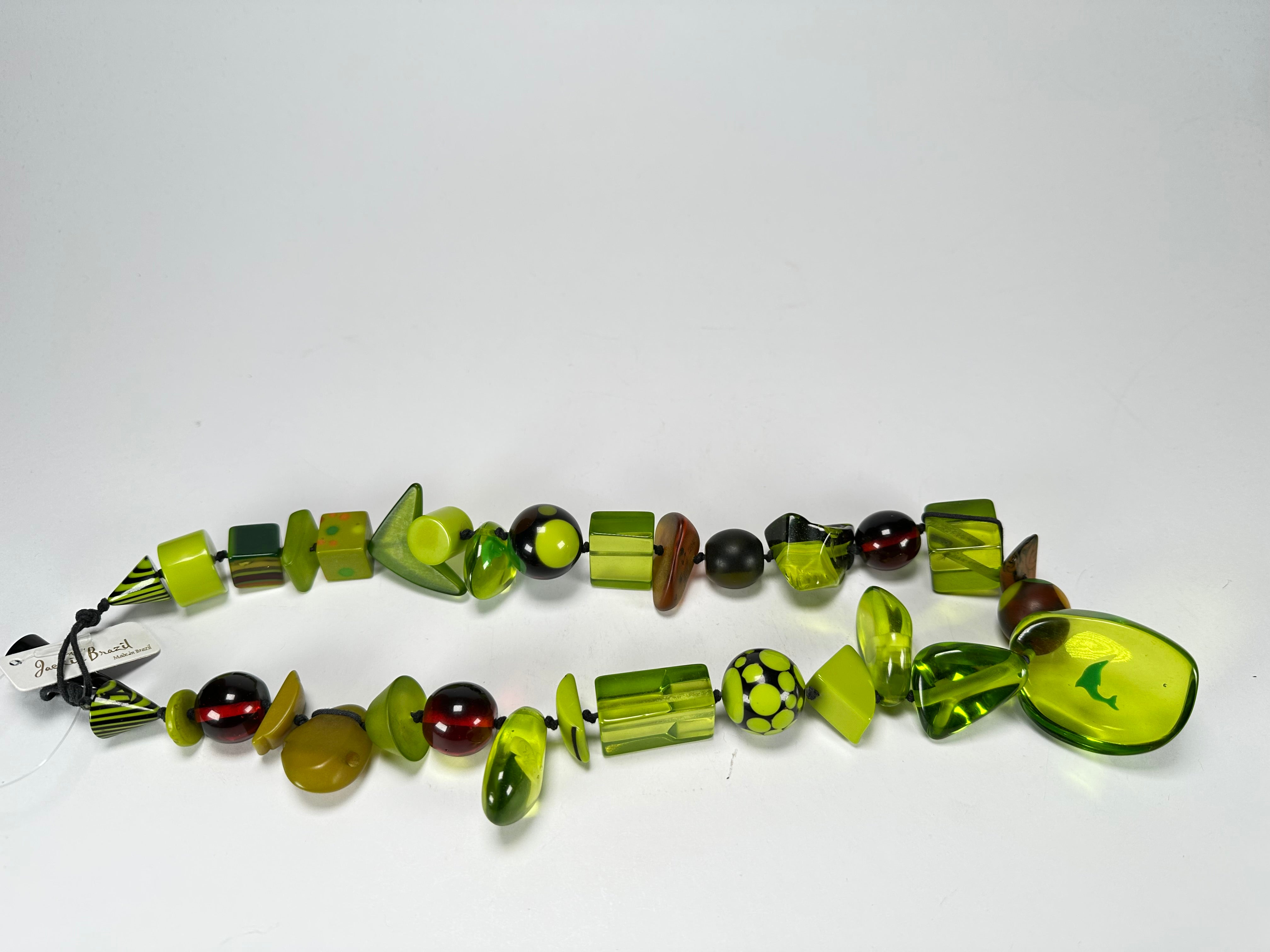 Jackie Brazil "Indiana" Light Green Multi-Bead Medium Resin 70cm Necklace ( N0033 )