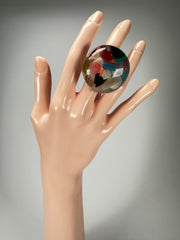 Jackie Brazil "Cascade" Large Round Domed Resin Ring ( R2929 ) Size UK T / US 9.5