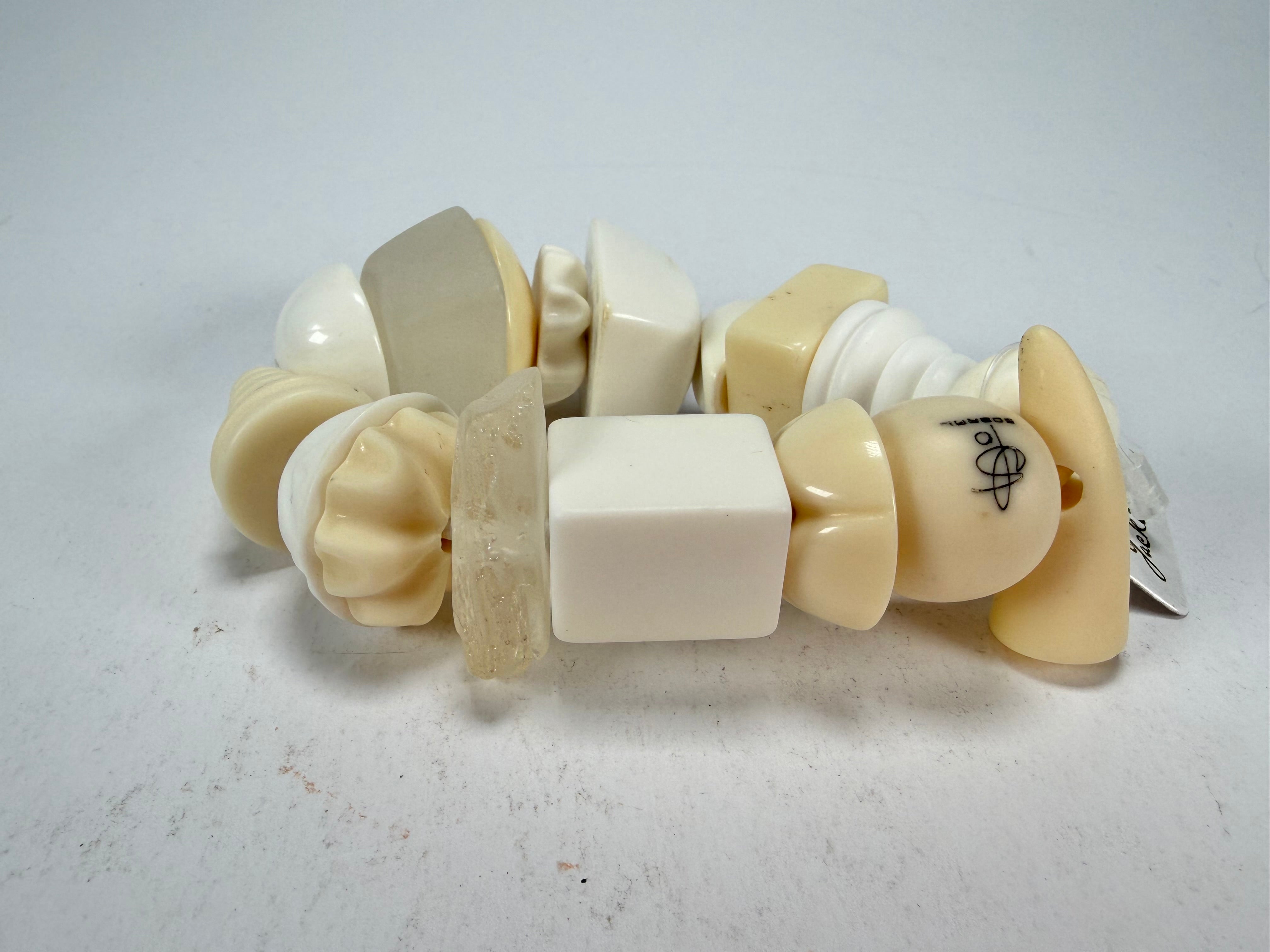 Jackie Brazil "Indiana" Cream Mix Multi Bead Resin Bracelet ( B0210 )