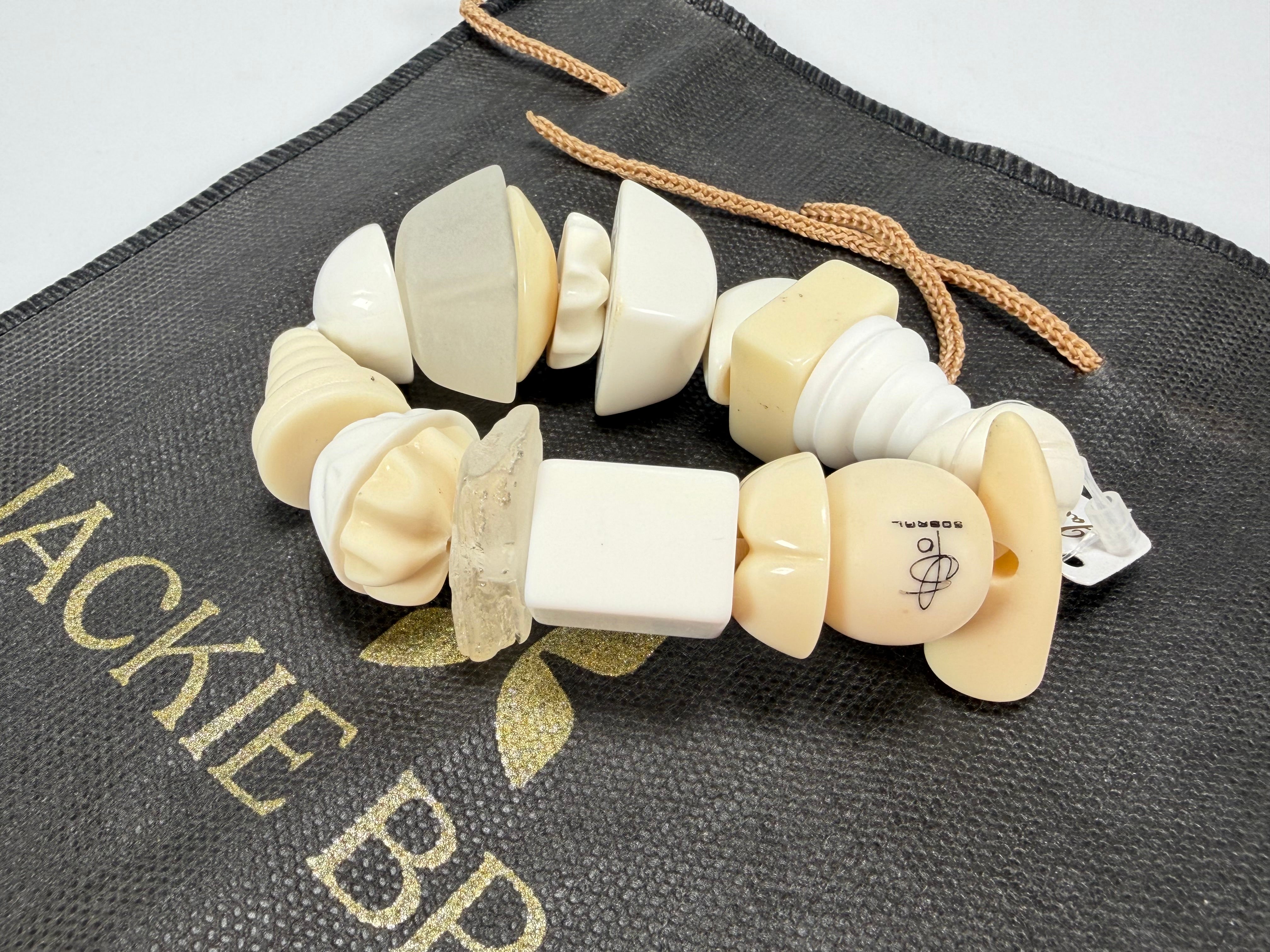 Jackie Brazil "Indiana" Cream Mix Multi Bead Resin Bracelet ( B0210 )