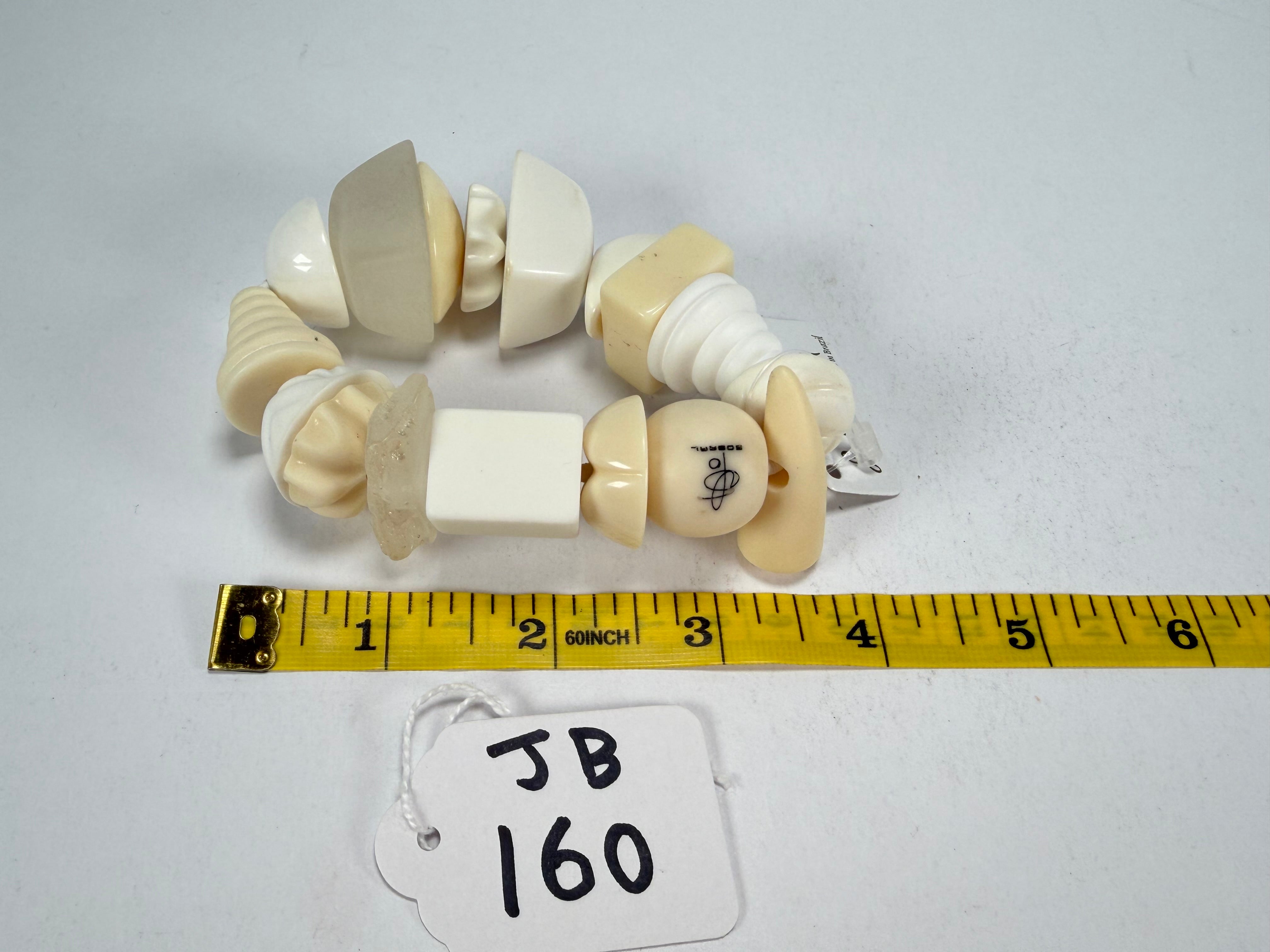 Jackie Brazil "Indiana" Cream Mix Multi Bead Resin Bracelet ( B0210 )