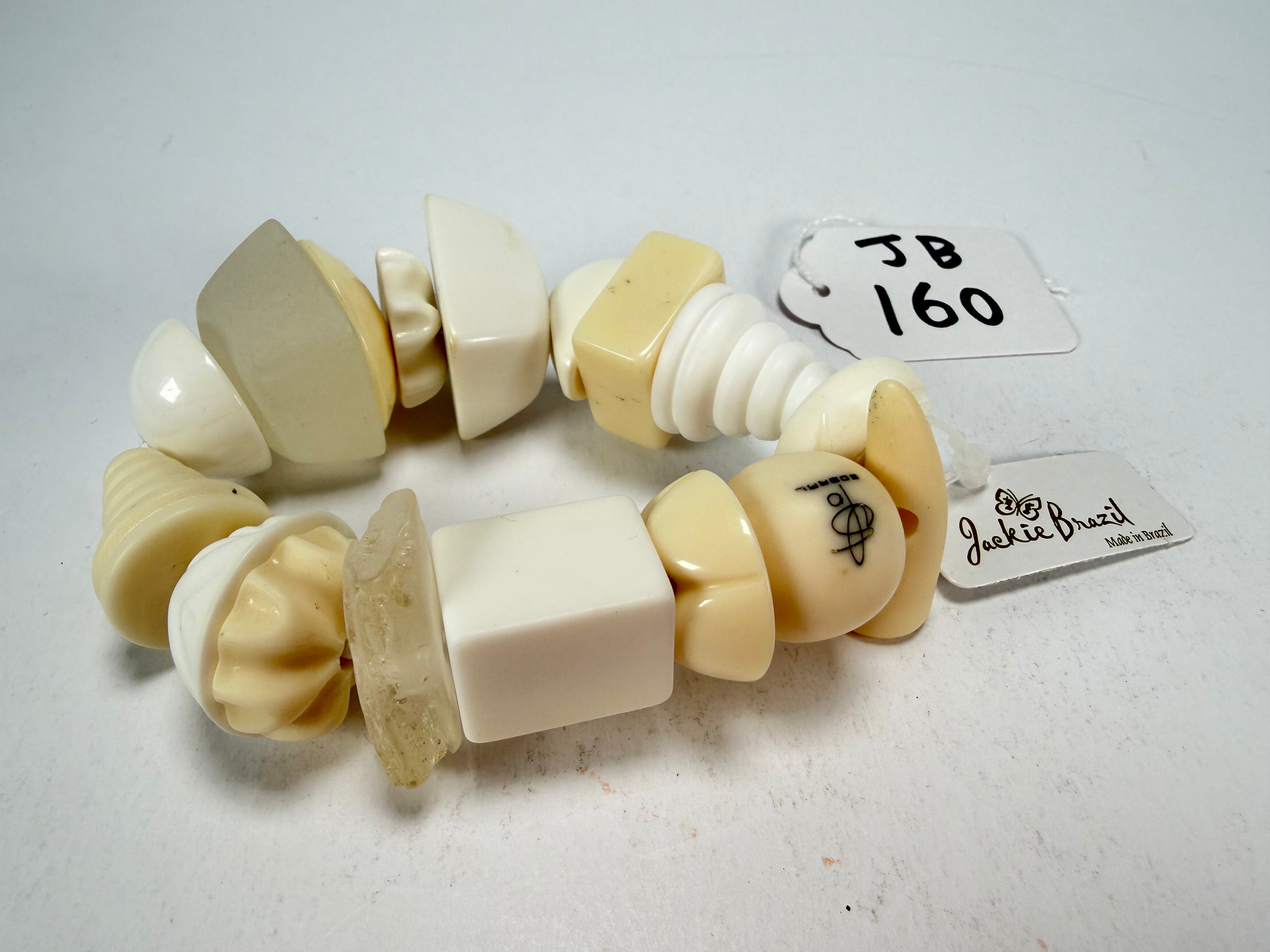 Jackie Brazil "Indiana" Cream Mix Multi Bead Resin Bracelet ( B0210 )