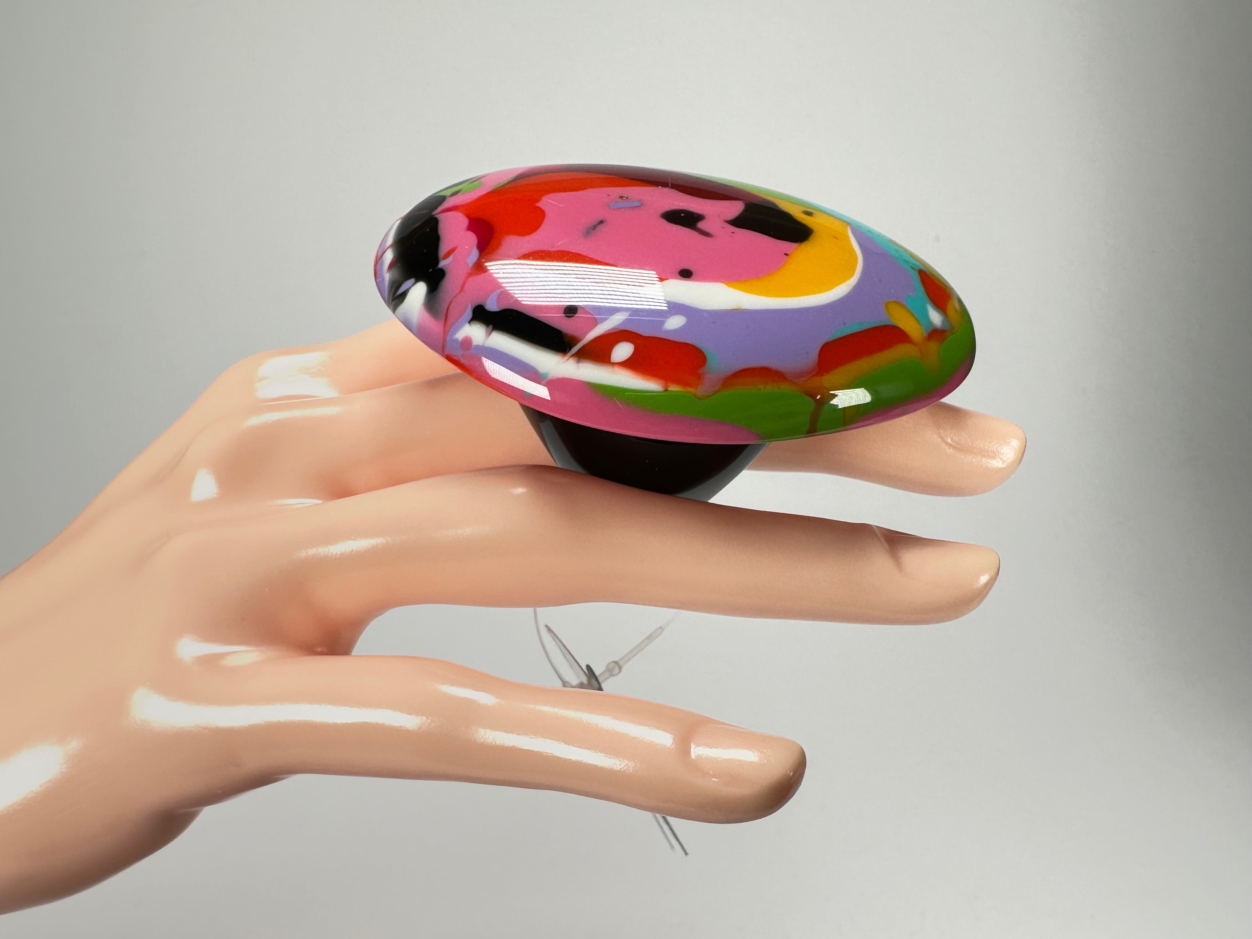 Jackie Brazil "Large Riverstone" Kandinsky Flat Oval Ring ( R3625 ) Size UK- R / US- 8.5