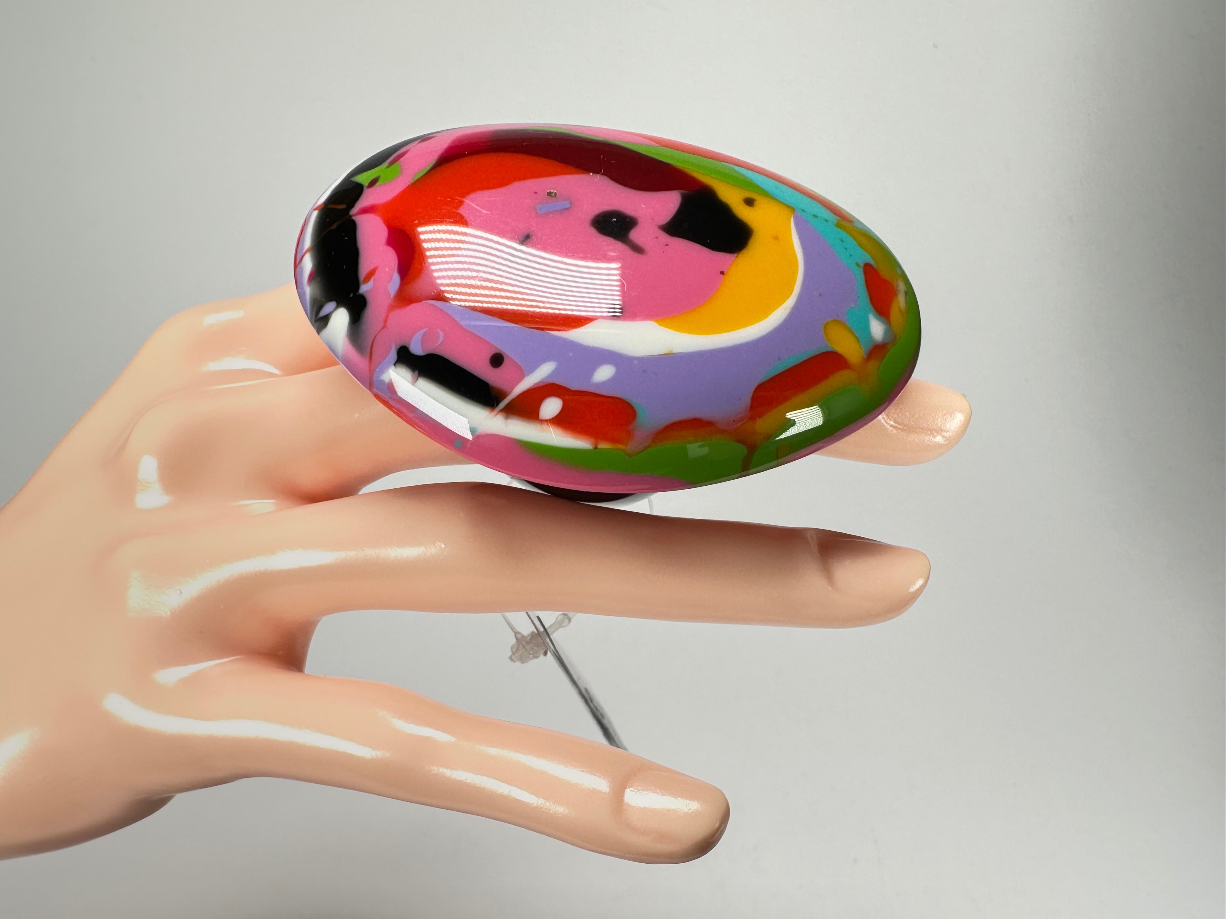 Jackie Brazil "Large Riverstone" Kandinsky Flat Oval Ring ( R3625 ) Size UK- R / US- 8.5