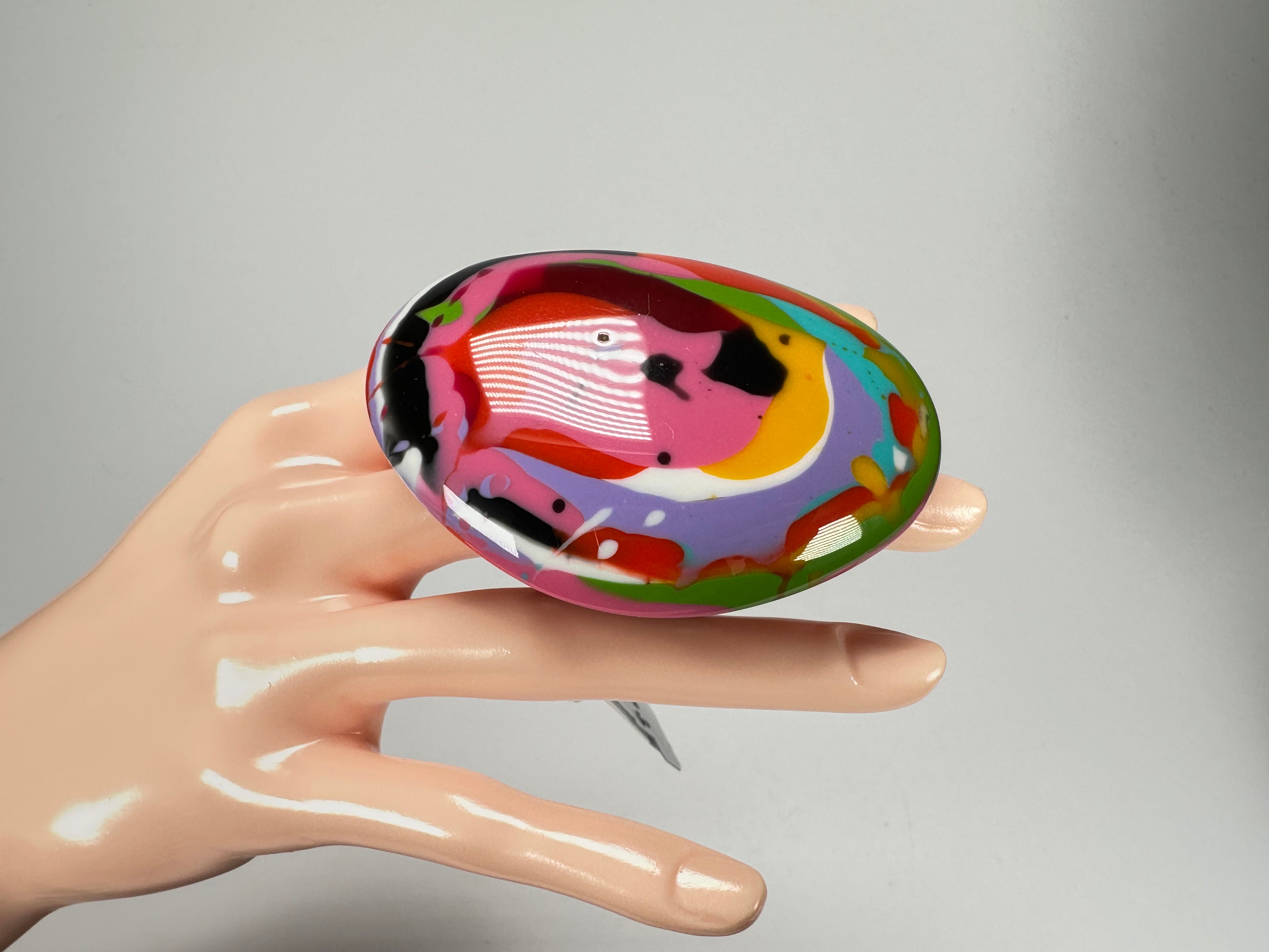 Jackie Brazil "Large Riverstone" Kandinsky Flat Oval Ring ( R3625 ) Size UK- R / US- 8.5