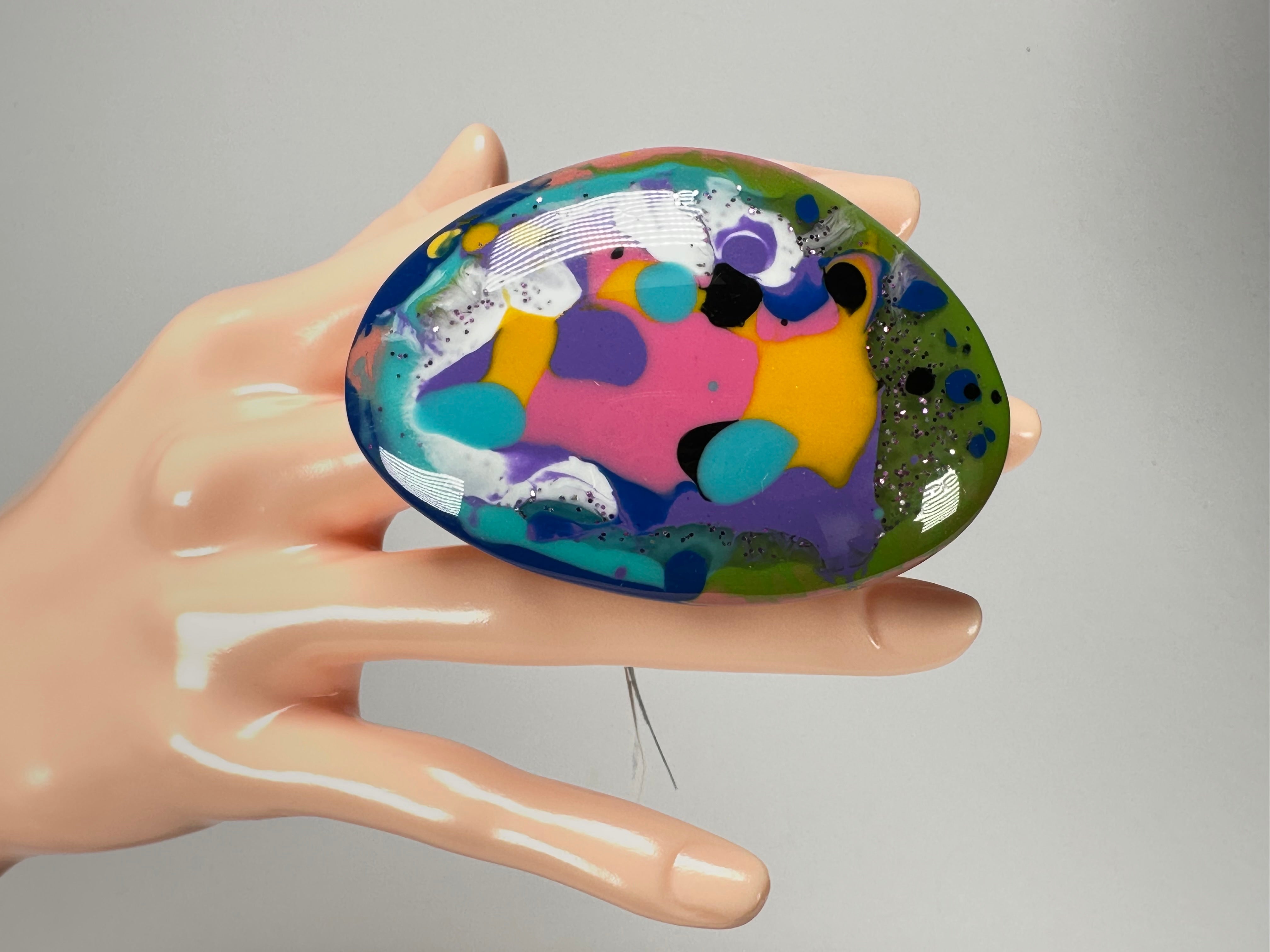 Jackie Brazil "Large Riverstone" Kandinsky Flat Oval Ring ( R3625 ) Size UK- R / US- 8.5