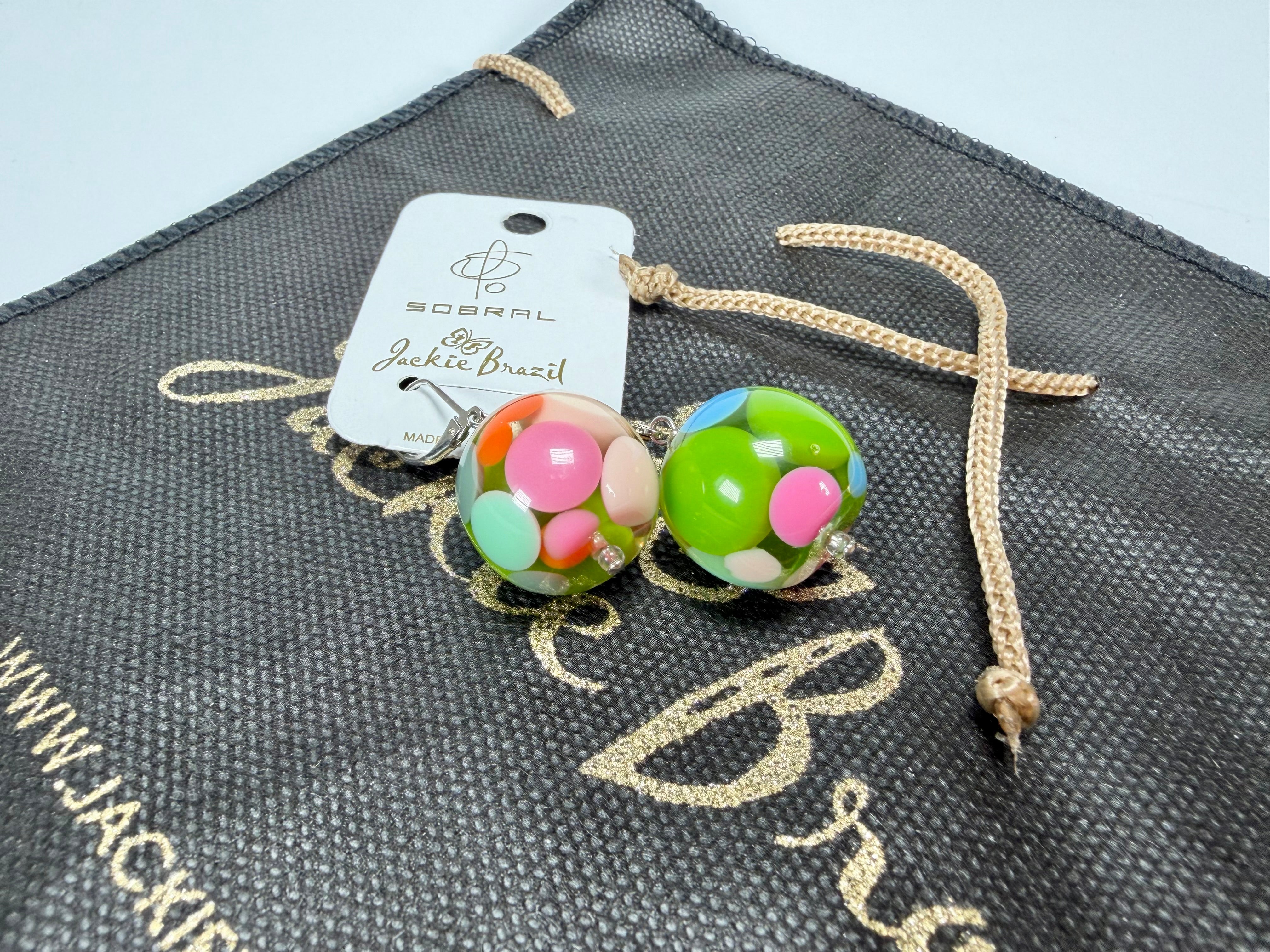 Jackie Brazil "Spots" Spotted Balls Spring Colour Resin Earrings ( E1468 )