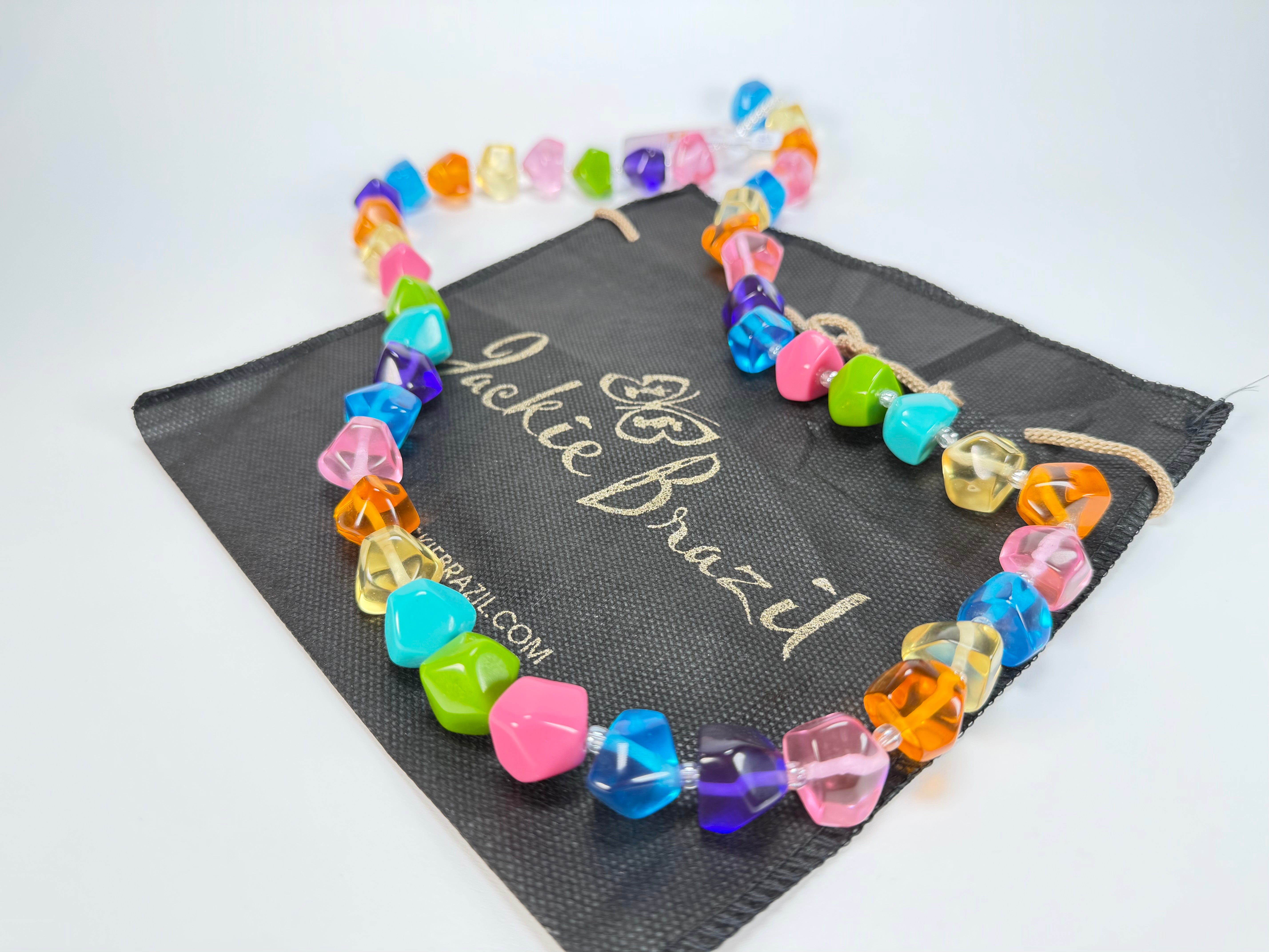 Jackie Brazil "Camille" Transparent Carnaval Mix Small Stones 70cm Necklace ( N0075 )