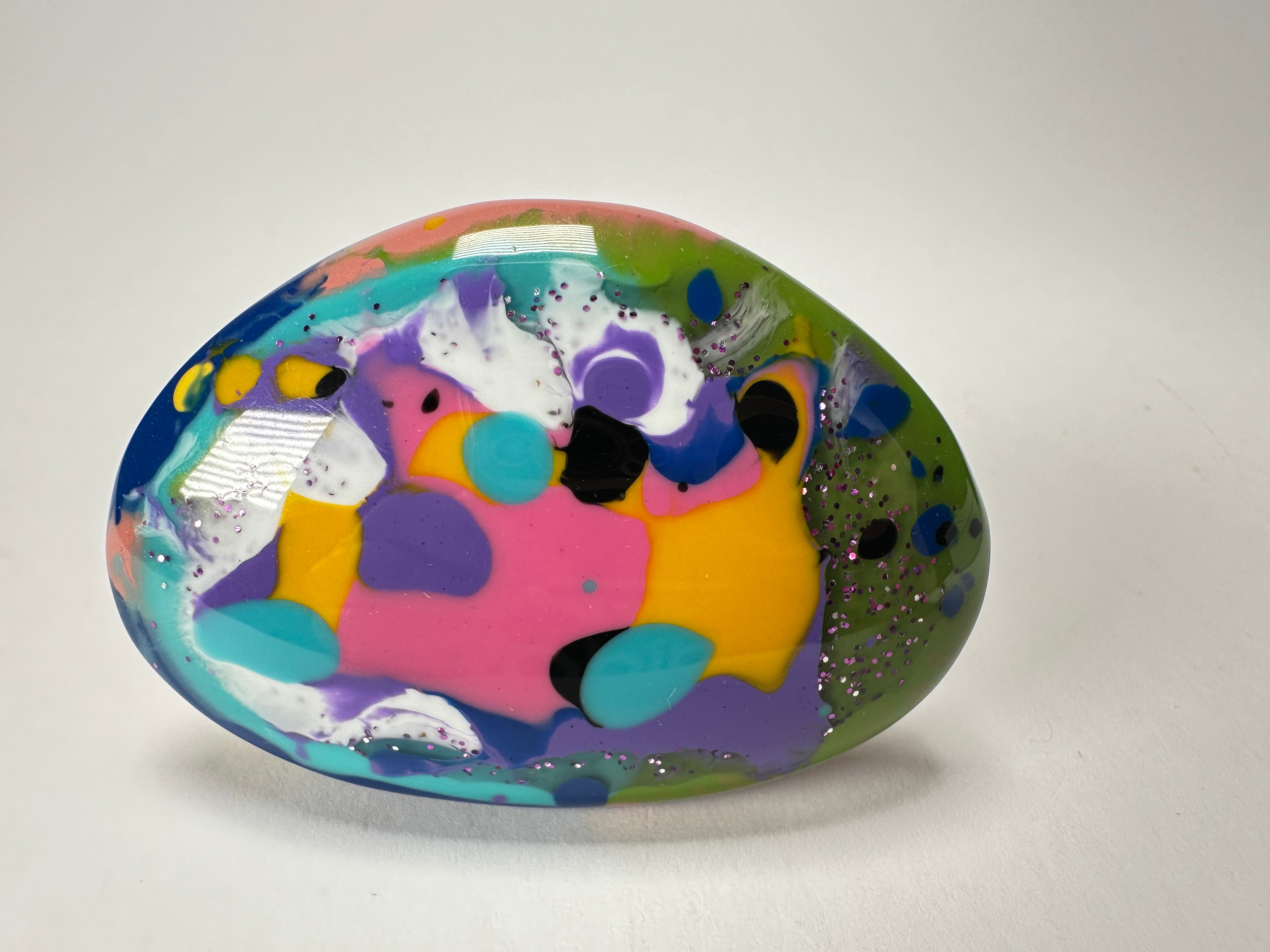 Jackie Brazil "Large Riverstone" Kandinsky Flat Oval Ring ( R3625 ) Size UK- R / US- 8.5