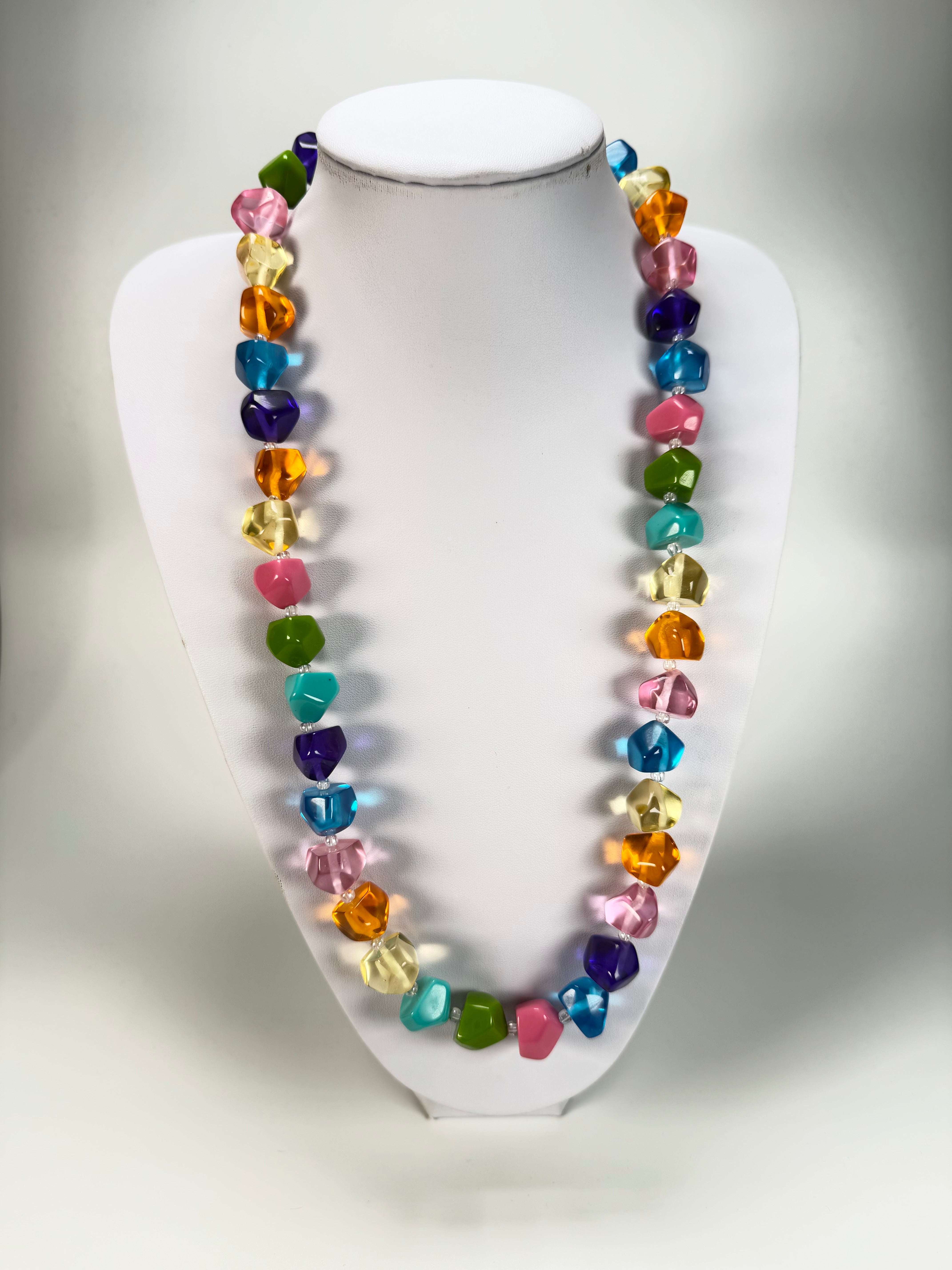 Jackie Brazil "Camille" Transparent Carnaval Mix Small Stones 70cm Necklace ( N0075 )
