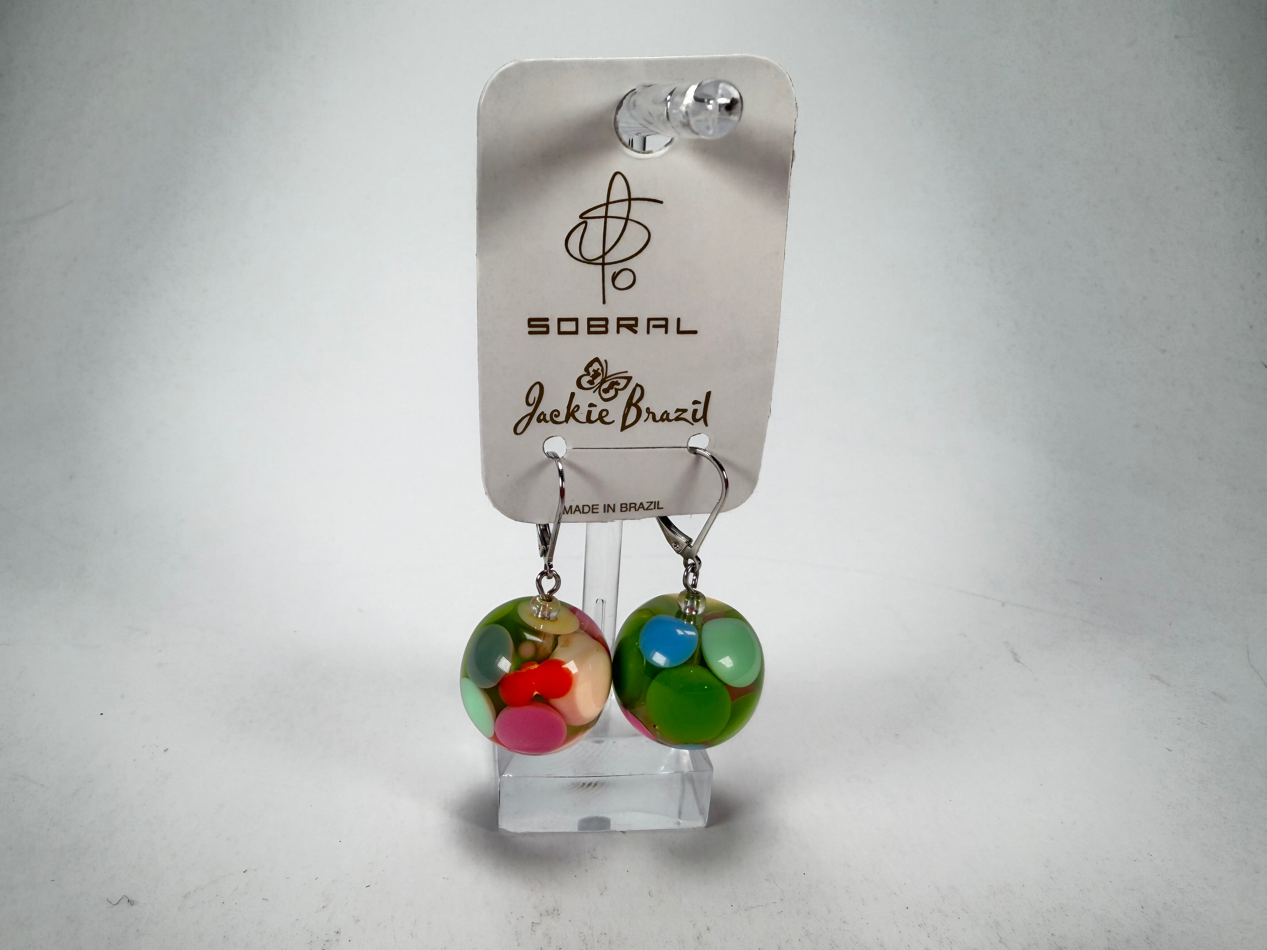 Jackie Brazil "Spots" Spotted Balls Spring Colour Resin Earrings ( E1468 )