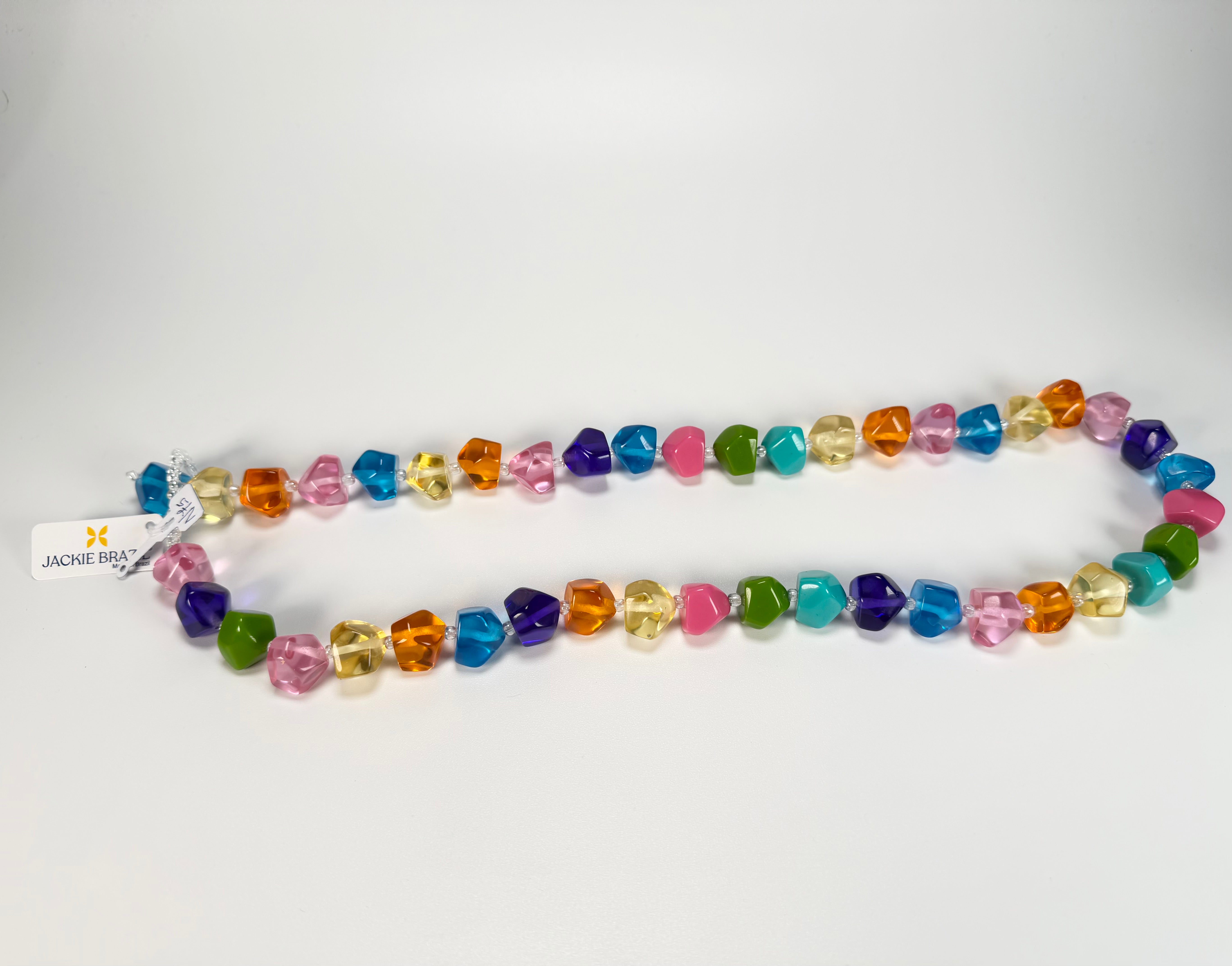 Jackie Brazil "Camille" Transparent Carnaval Mix Small Stones 70cm Necklace ( N0075 )