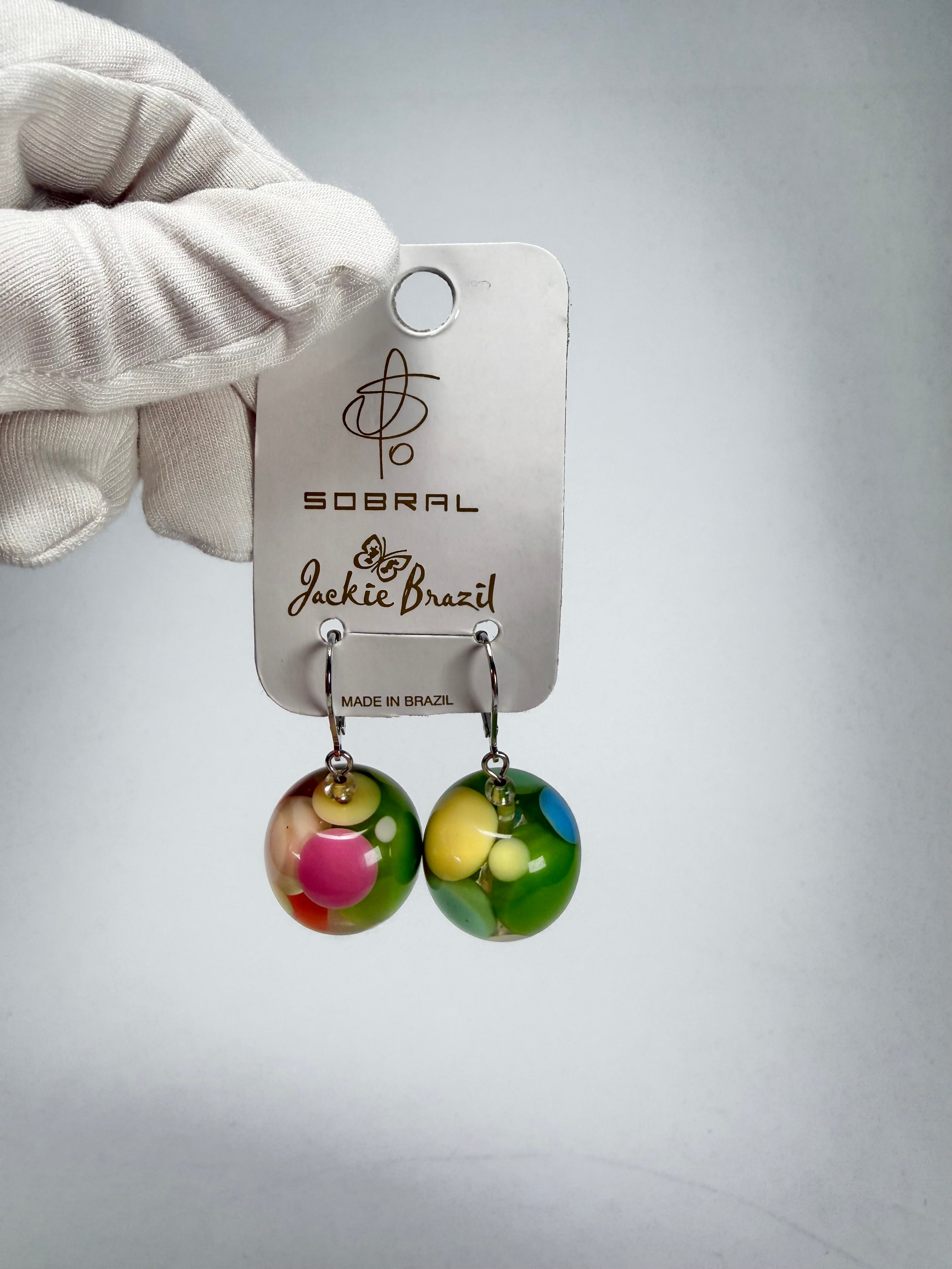 Jackie Brazil "Spots" Spotted Balls Spring Colour Resin Earrings ( E1468 )