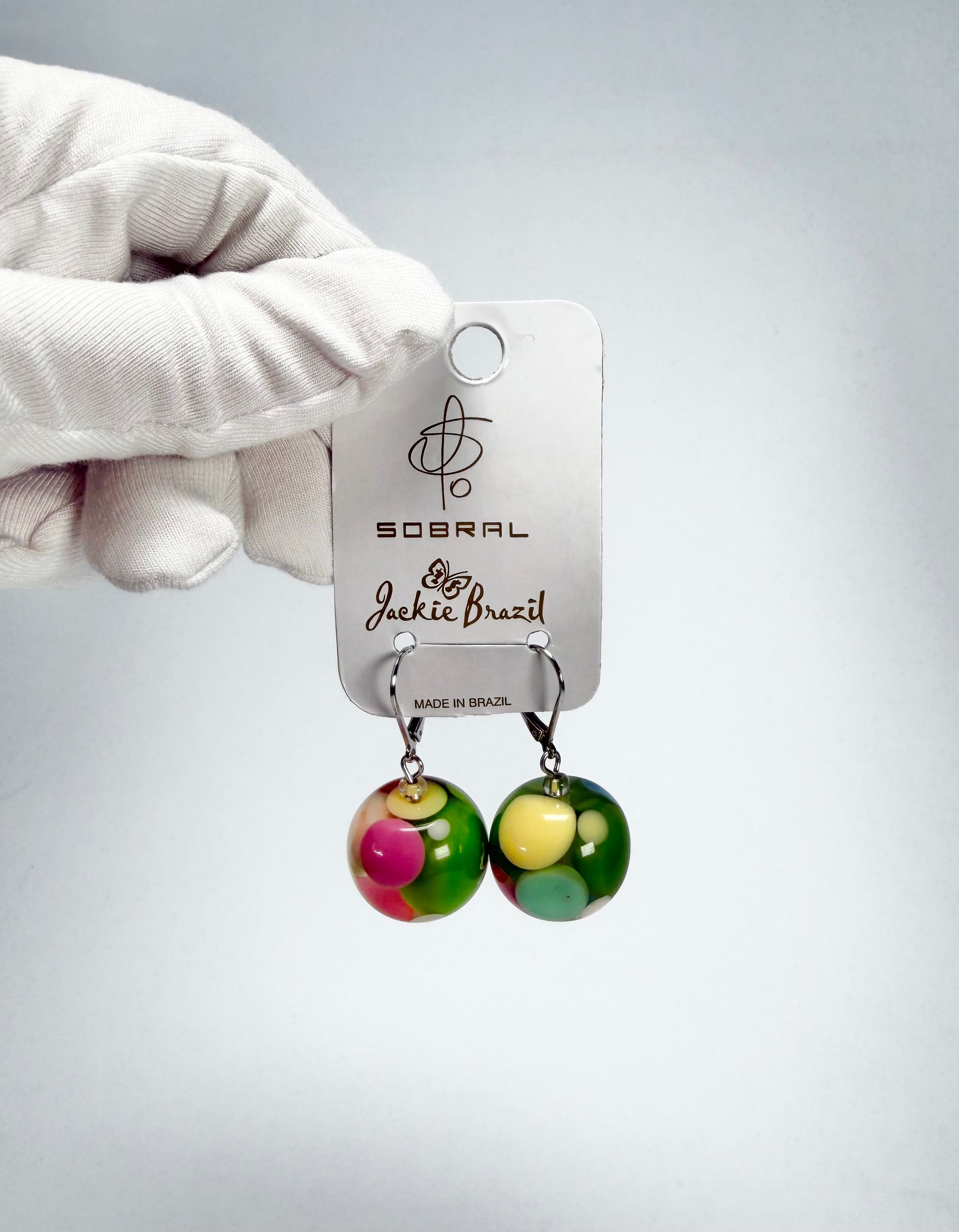 Jackie Brazil "Spots" Spotted Balls Spring Colour Resin Earrings ( E1468 )