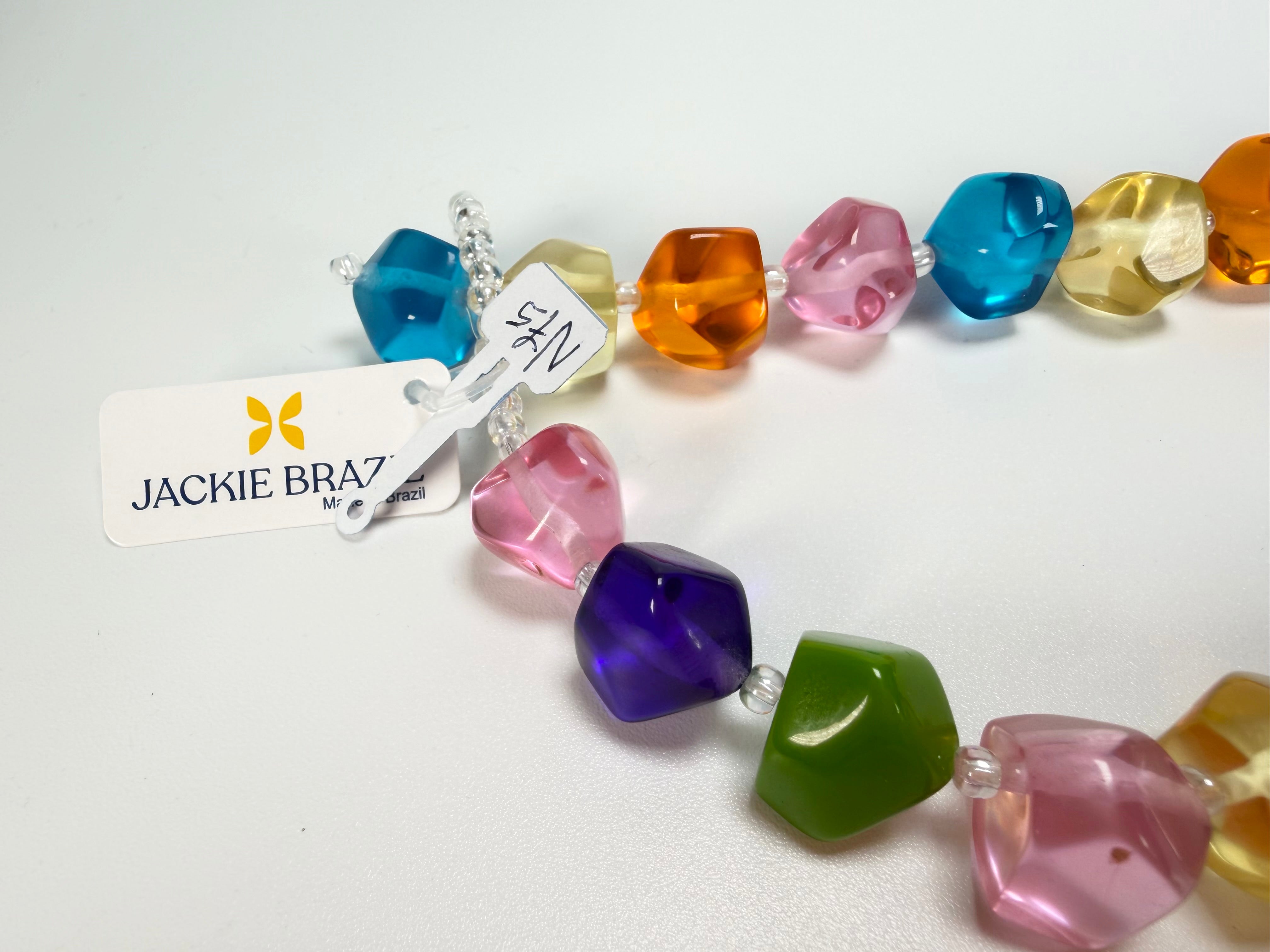 Jackie Brazil "Camille" Transparent Carnaval Mix Small Stones 70cm Necklace ( N0075 )