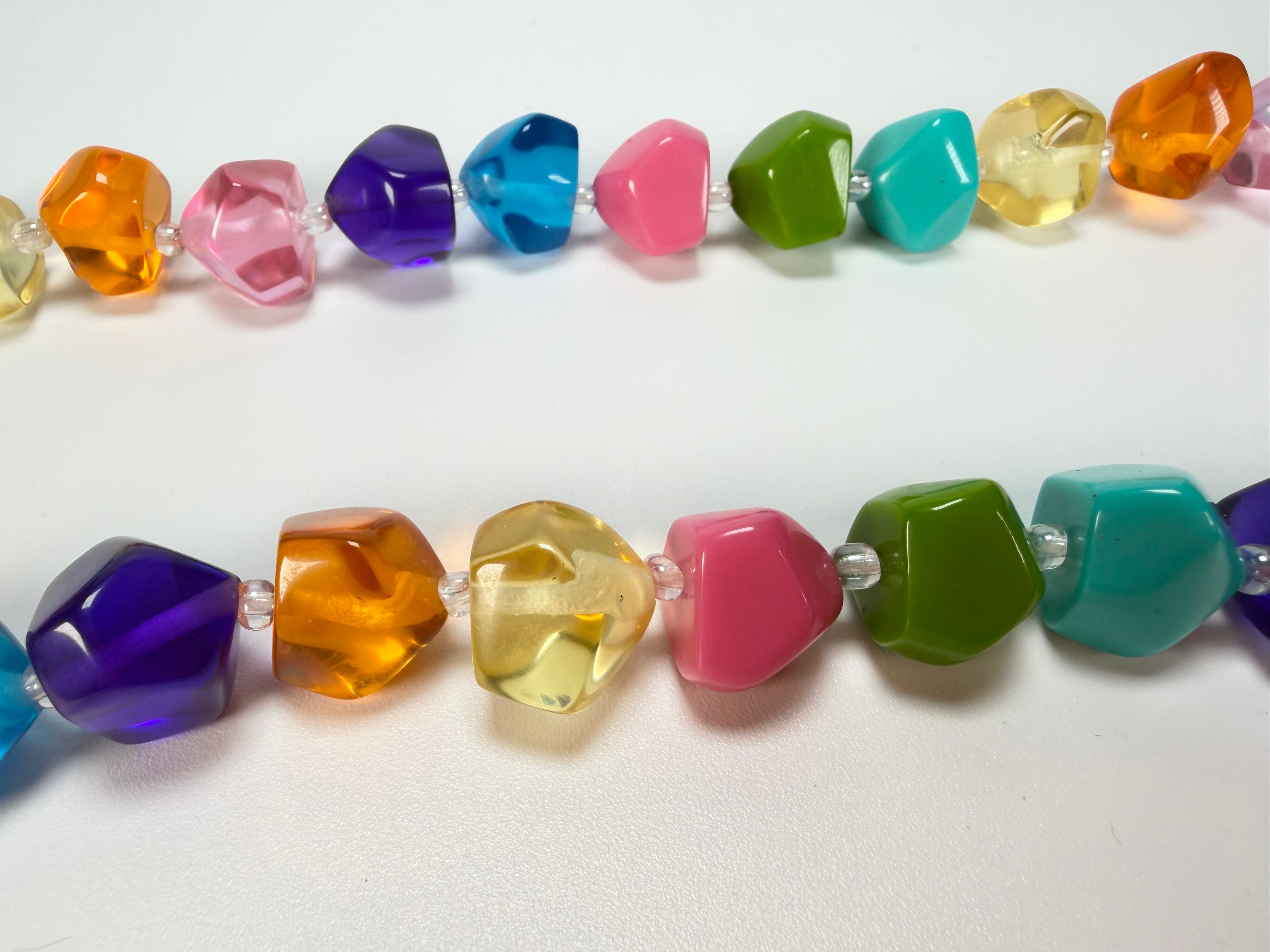 Jackie Brazil "Camille" Transparent Carnaval Mix Small Stones 70cm Necklace ( N0075 )