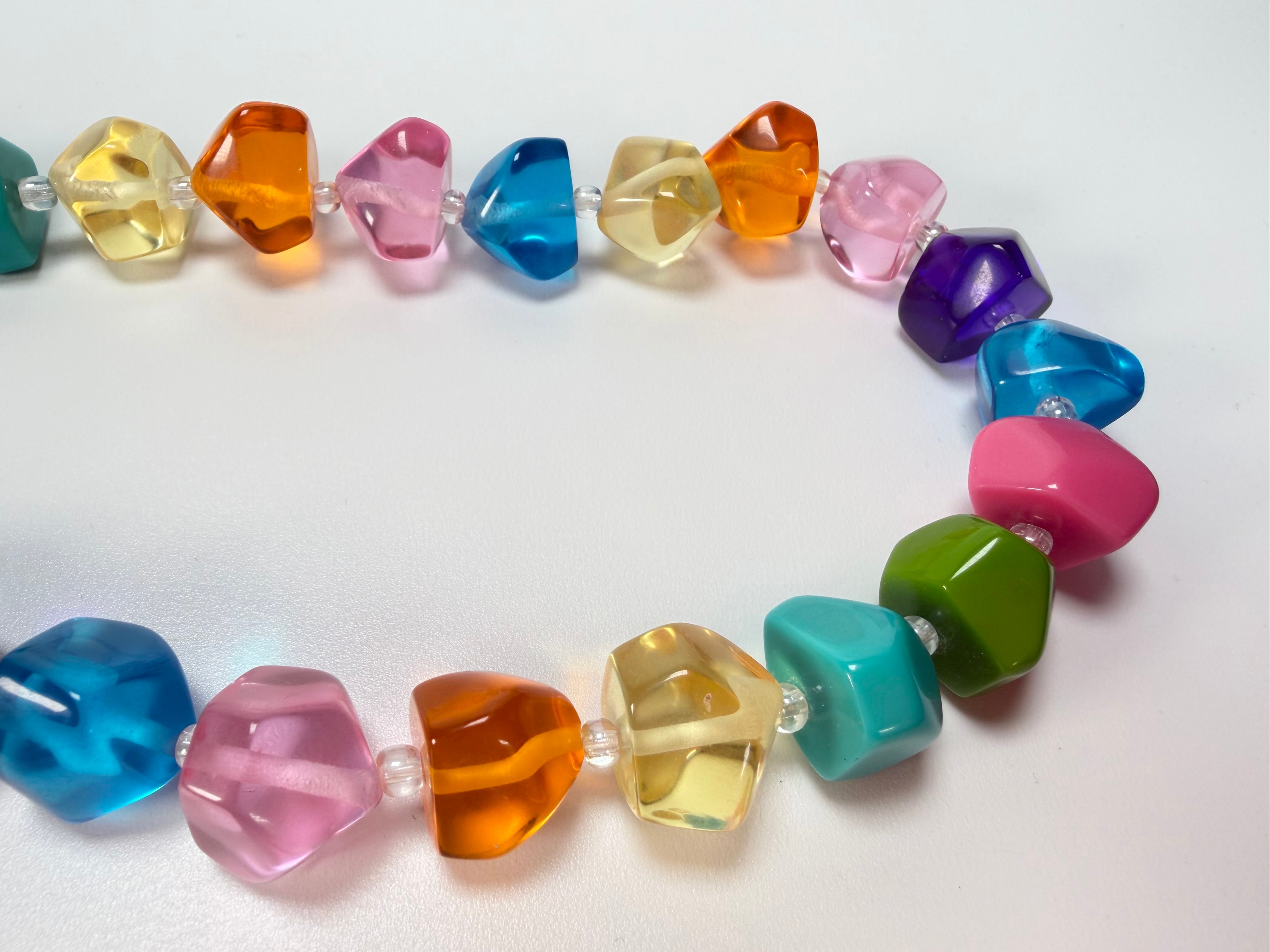 Jackie Brazil "Camille" Transparent Carnaval Mix Small Stones 70cm Necklace ( N0075 )