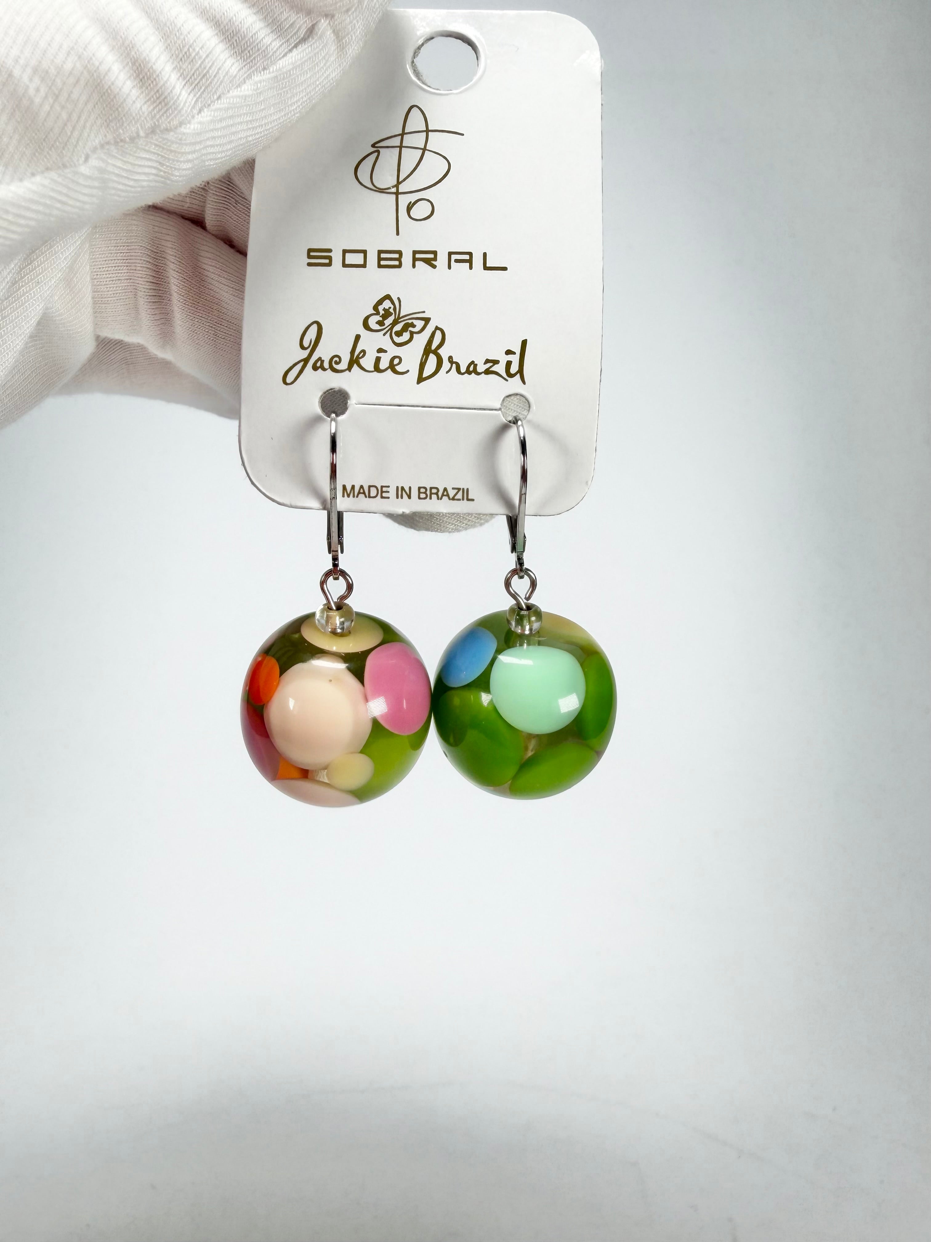 Jackie Brazil "Spots" Spotted Balls Spring Colour Resin Earrings ( E1468 )