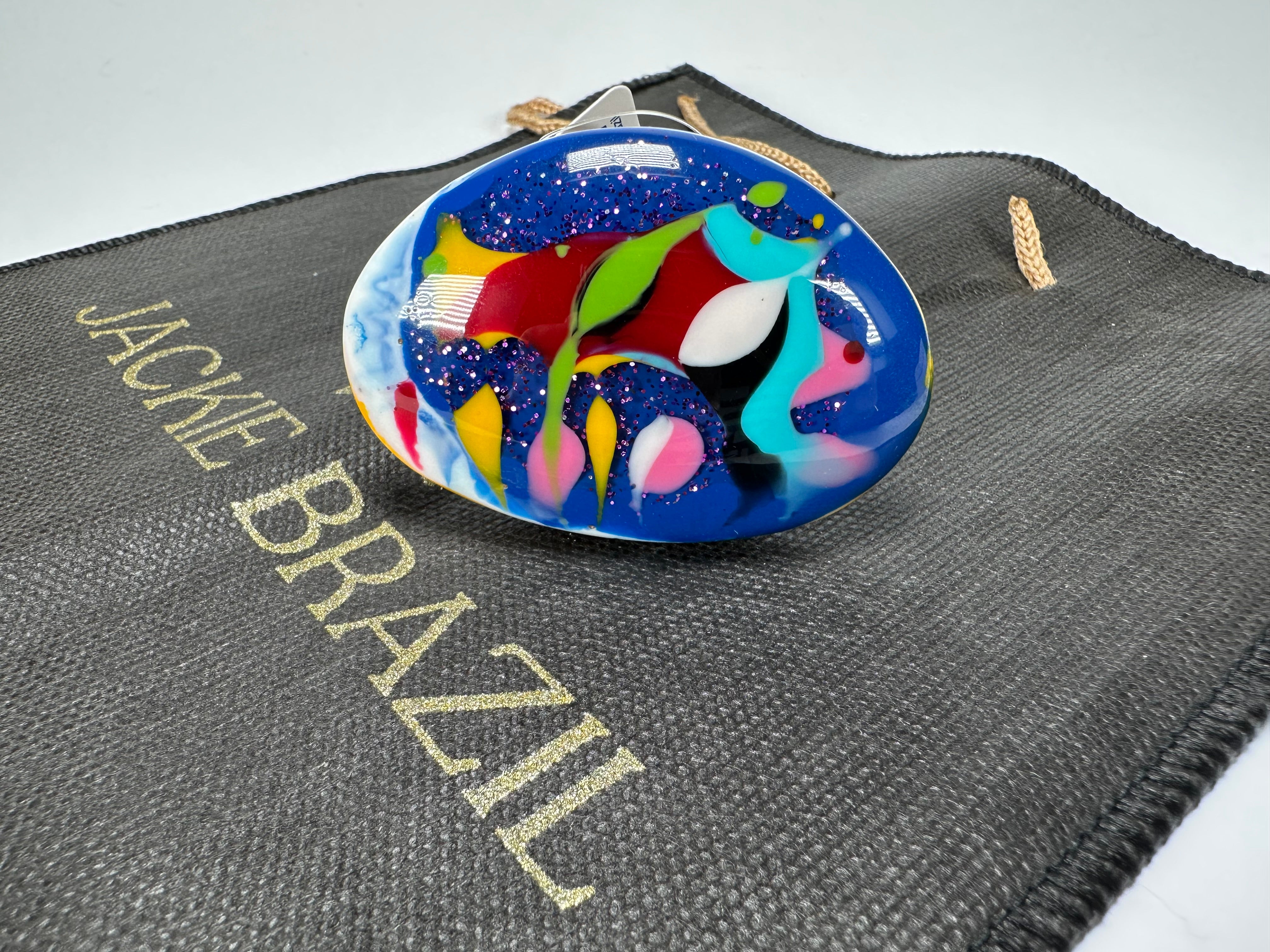 Jackie Brazil "Large Riverstone" Kandinsky Flat Oval Ring ( R3625 ) Size UK- S / US- 9