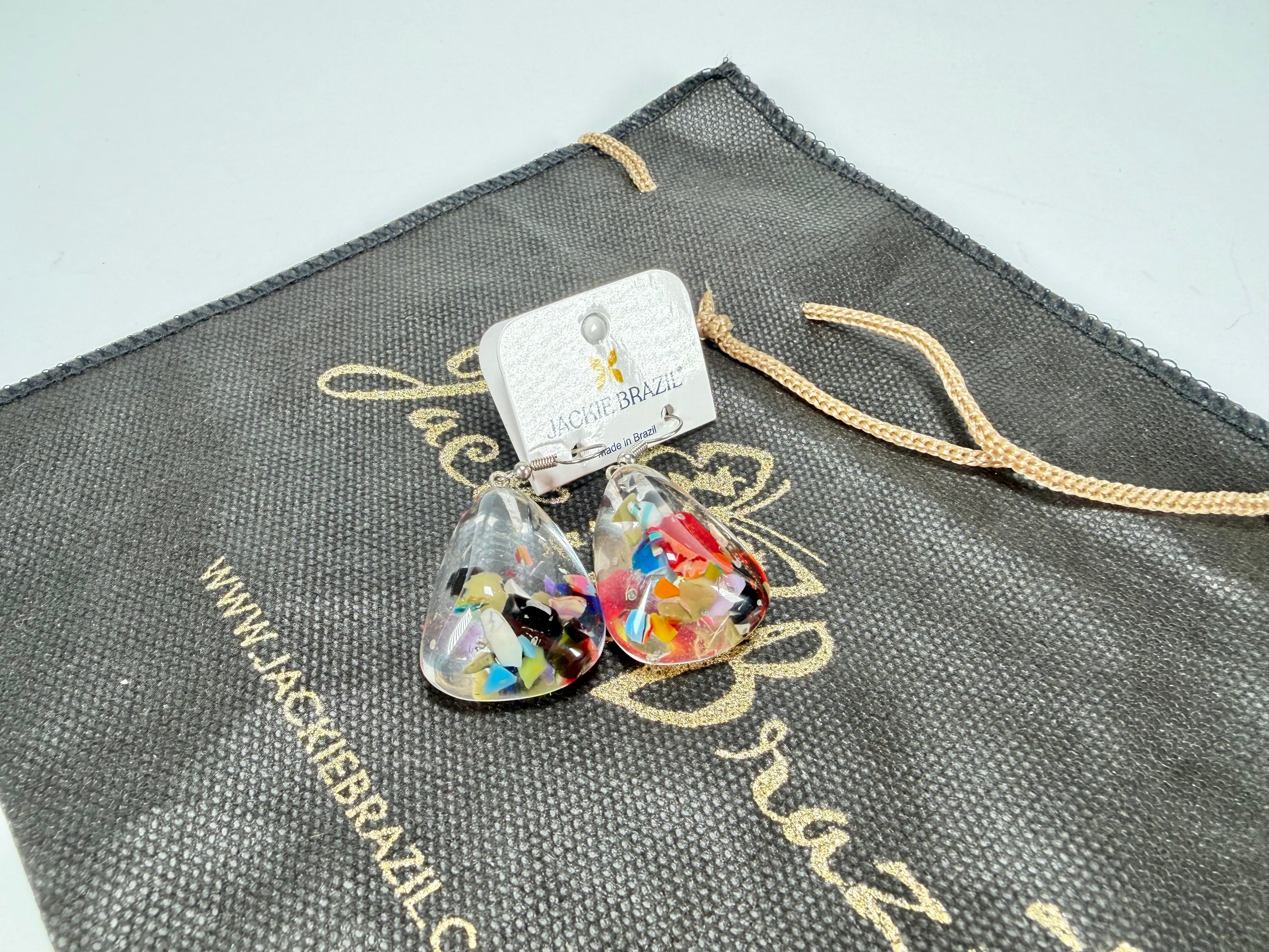 Jackie Brazil "Diamond" Cascade Flinstone on Hook Resin Earrings ( E0700 )