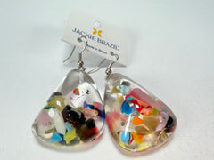 Jackie Brazil "Diamond" Cascade Flinstone on Hook Resin Earrings ( E0700 )