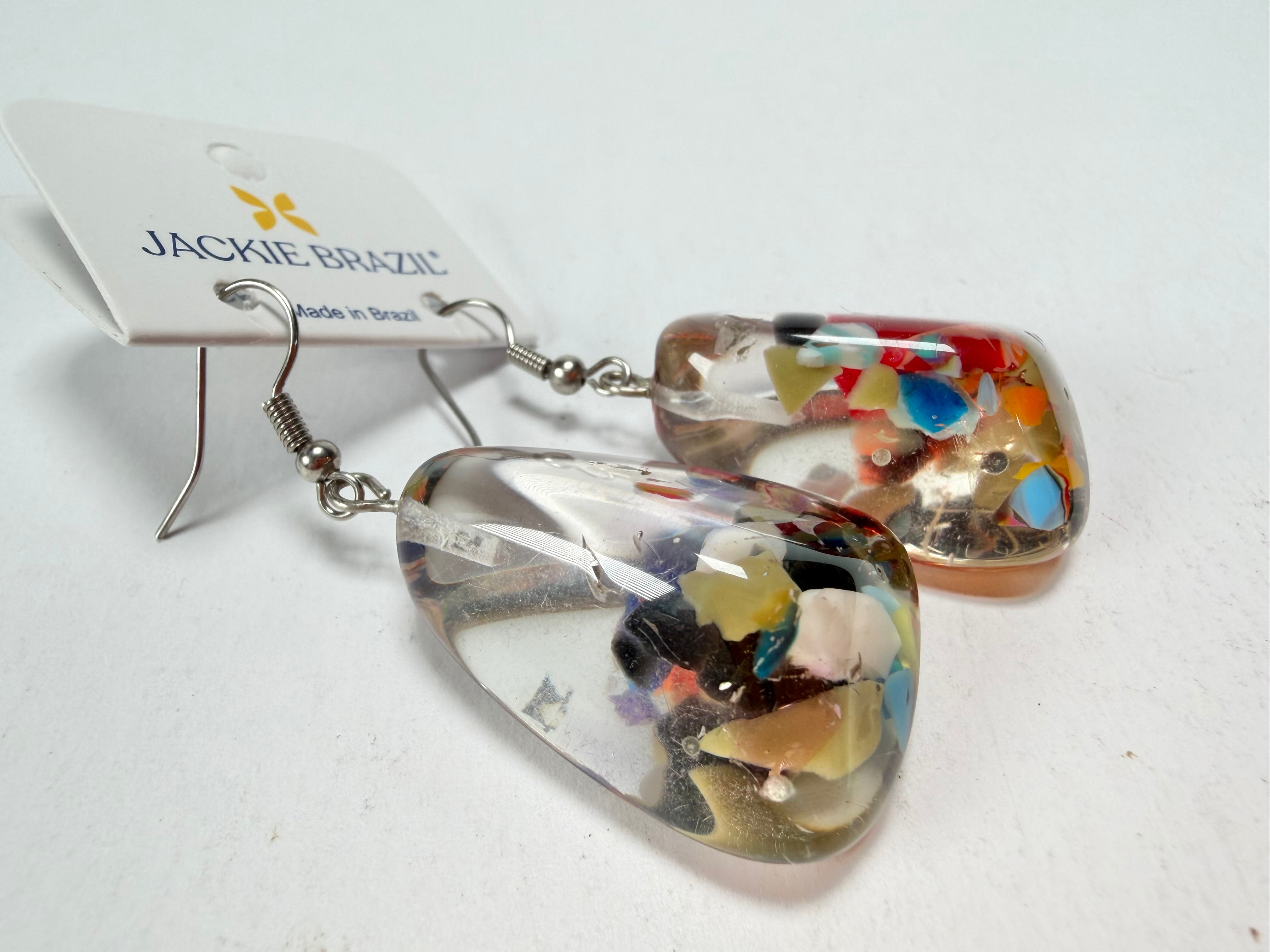 Jackie Brazil "Diamond" Cascade Flinstone on Hook Resin Earrings ( E0700 )