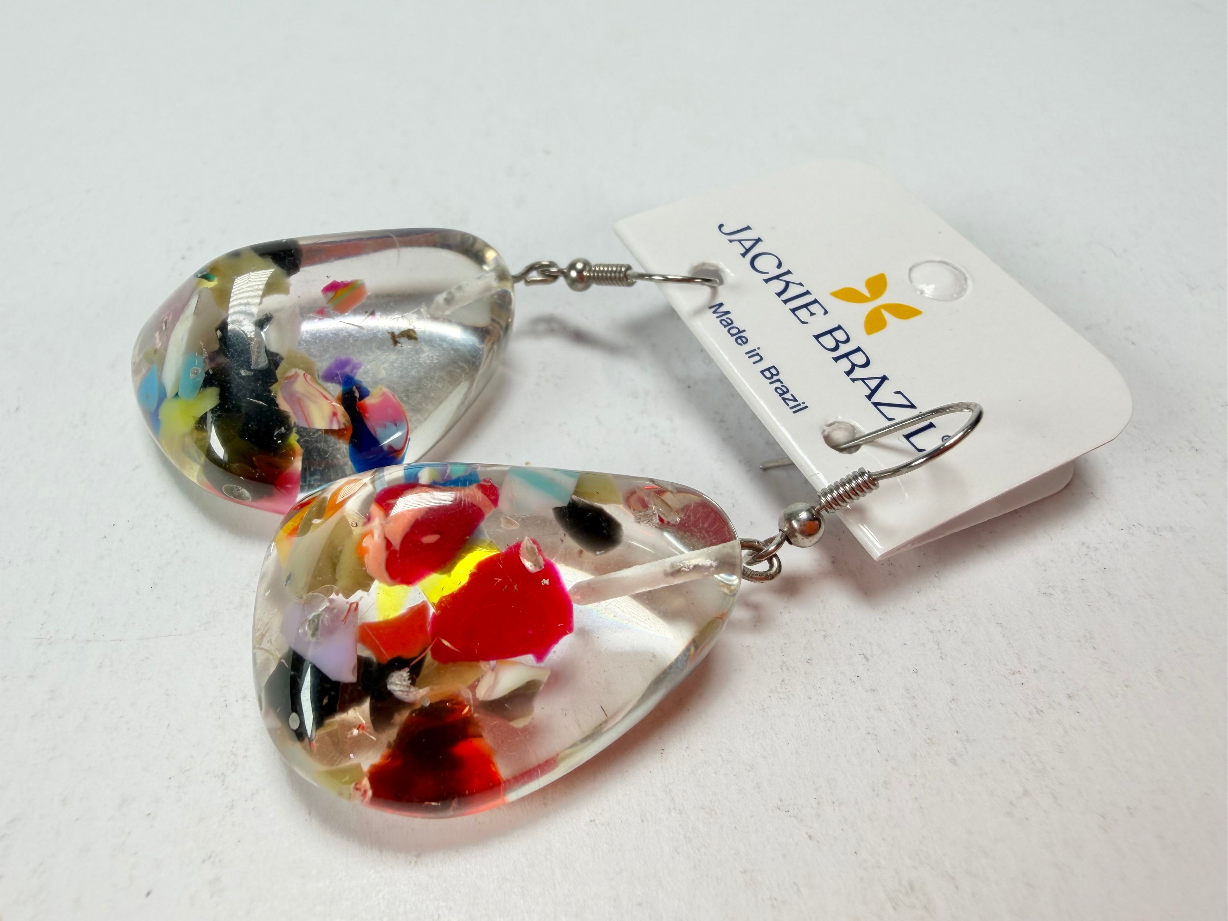 Jackie Brazil "Diamond" Cascade Flinstone on Hook Resin Earrings ( E0700 )
