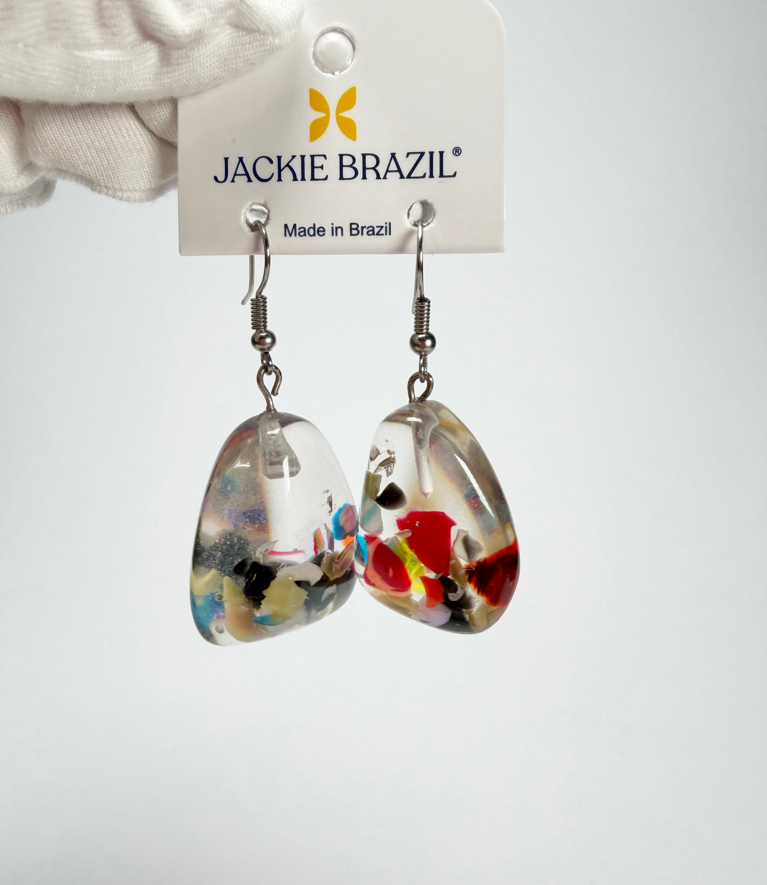 Jackie Brazil "Diamond" Cascade Flinstone on Hook Resin Earrings ( E0700 )