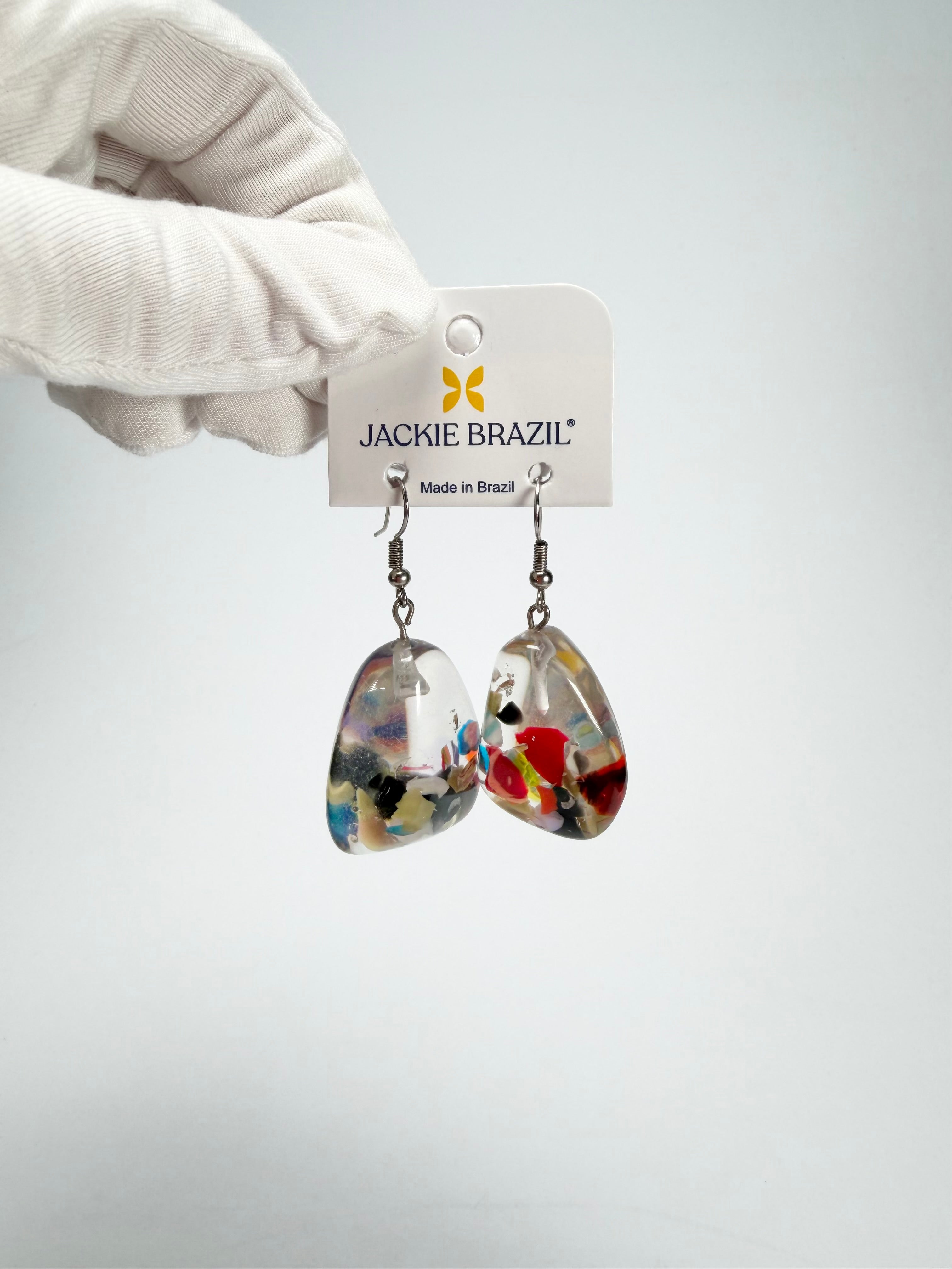 Jackie Brazil "Diamond" Cascade Flinstone on Hook Resin Earrings ( E0700 )
