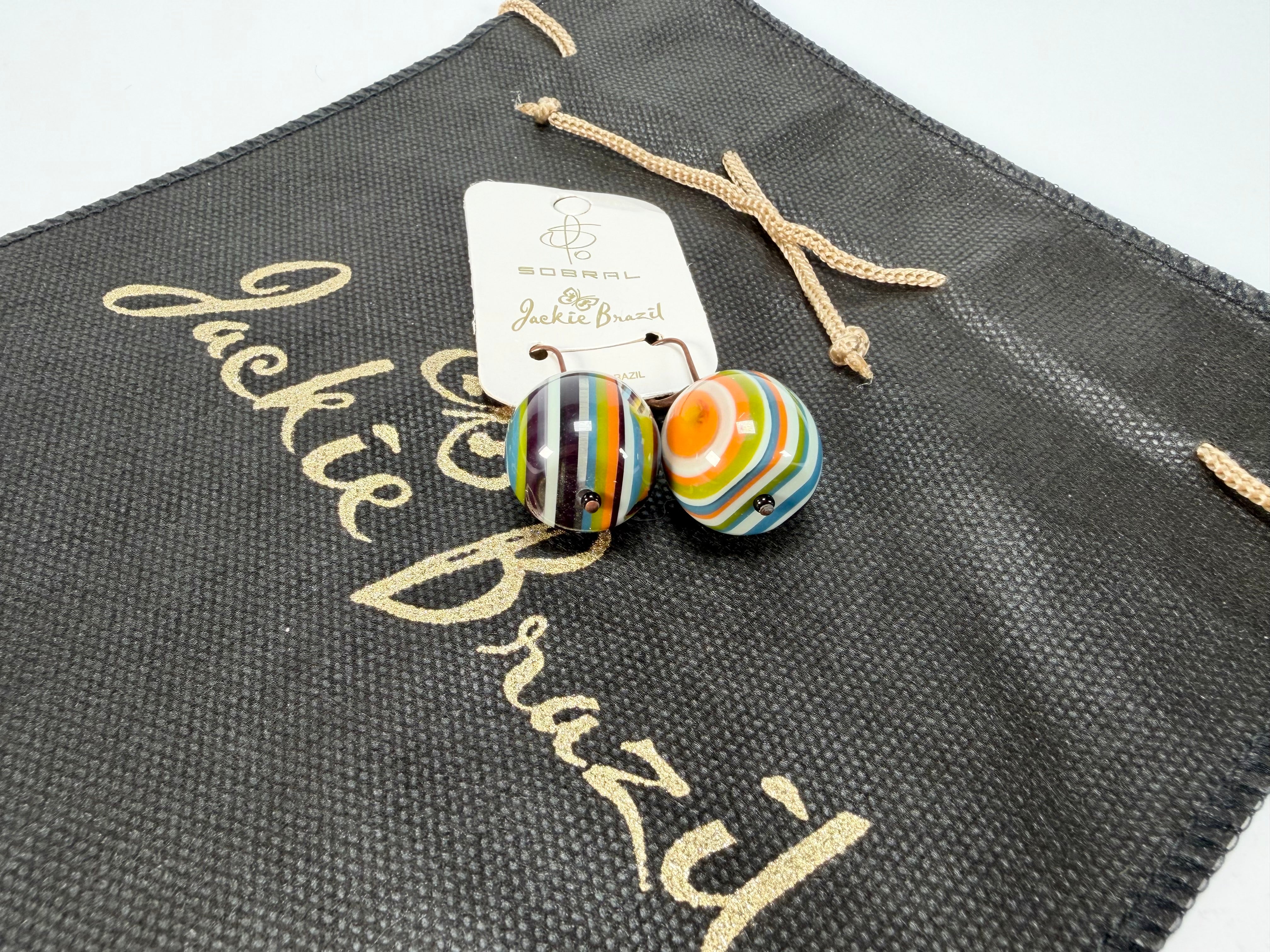 Jackie Brazil "Cat Eyes" Liquorice Balls Winter Mix Short Resin Earrings ( E0960 )