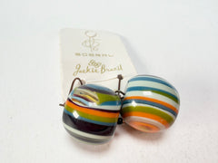 Jackie Brazil "Cat Eyes" Liquorice Balls Winter Mix Short Resin Earrings ( E0960 )