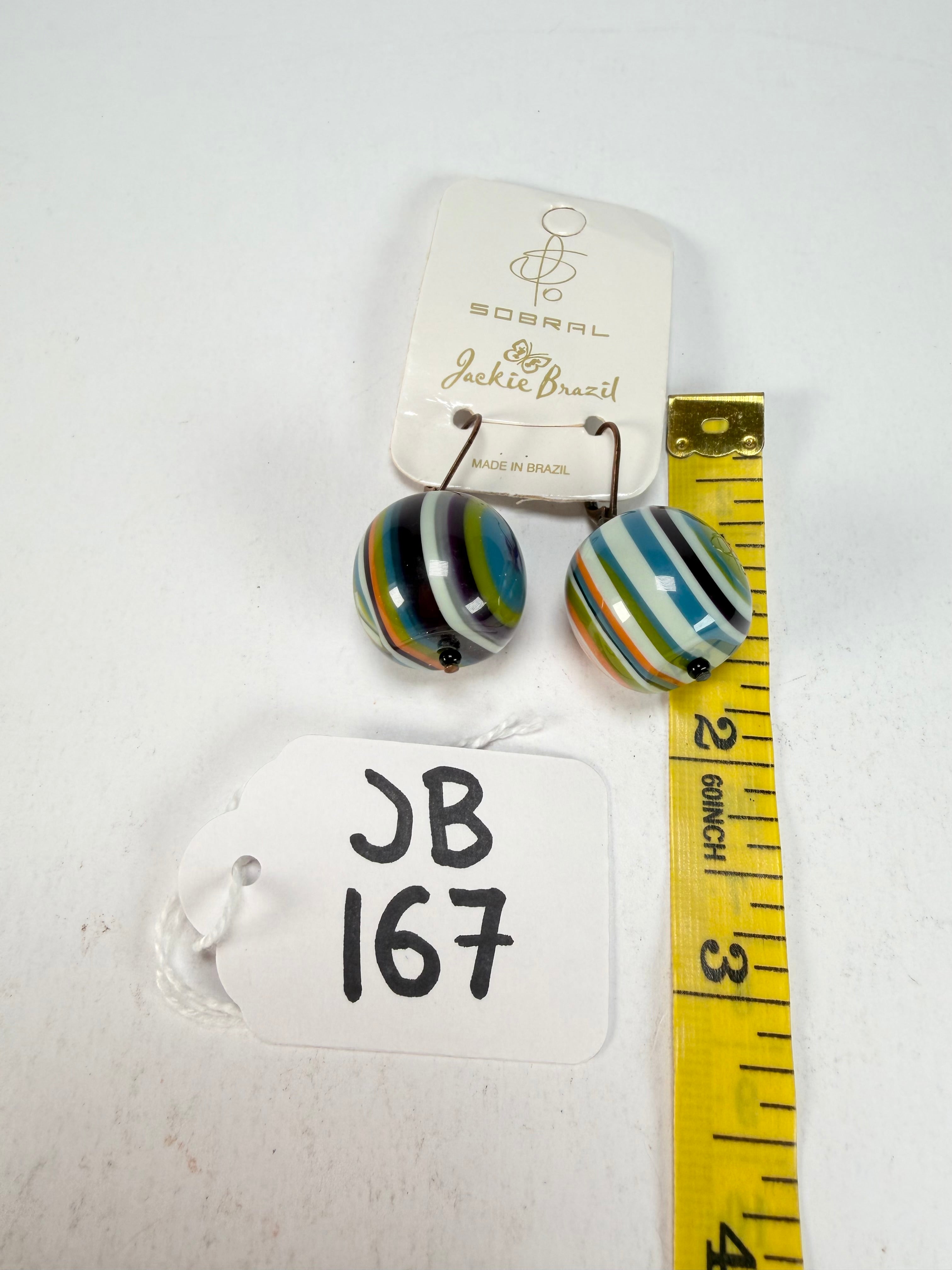 Jackie Brazil "Cat Eyes" Liquorice Balls Winter Mix Short Resin Earrings ( E0960 )