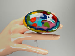 Jackie Brazil "Large Riverstone" Kandinsky Flat Oval Ring ( R3625 ) Size UK- U / US- 10