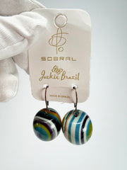 Jackie Brazil "Cat Eyes" Liquorice Balls Winter Mix Short Resin Earrings ( E0960 )