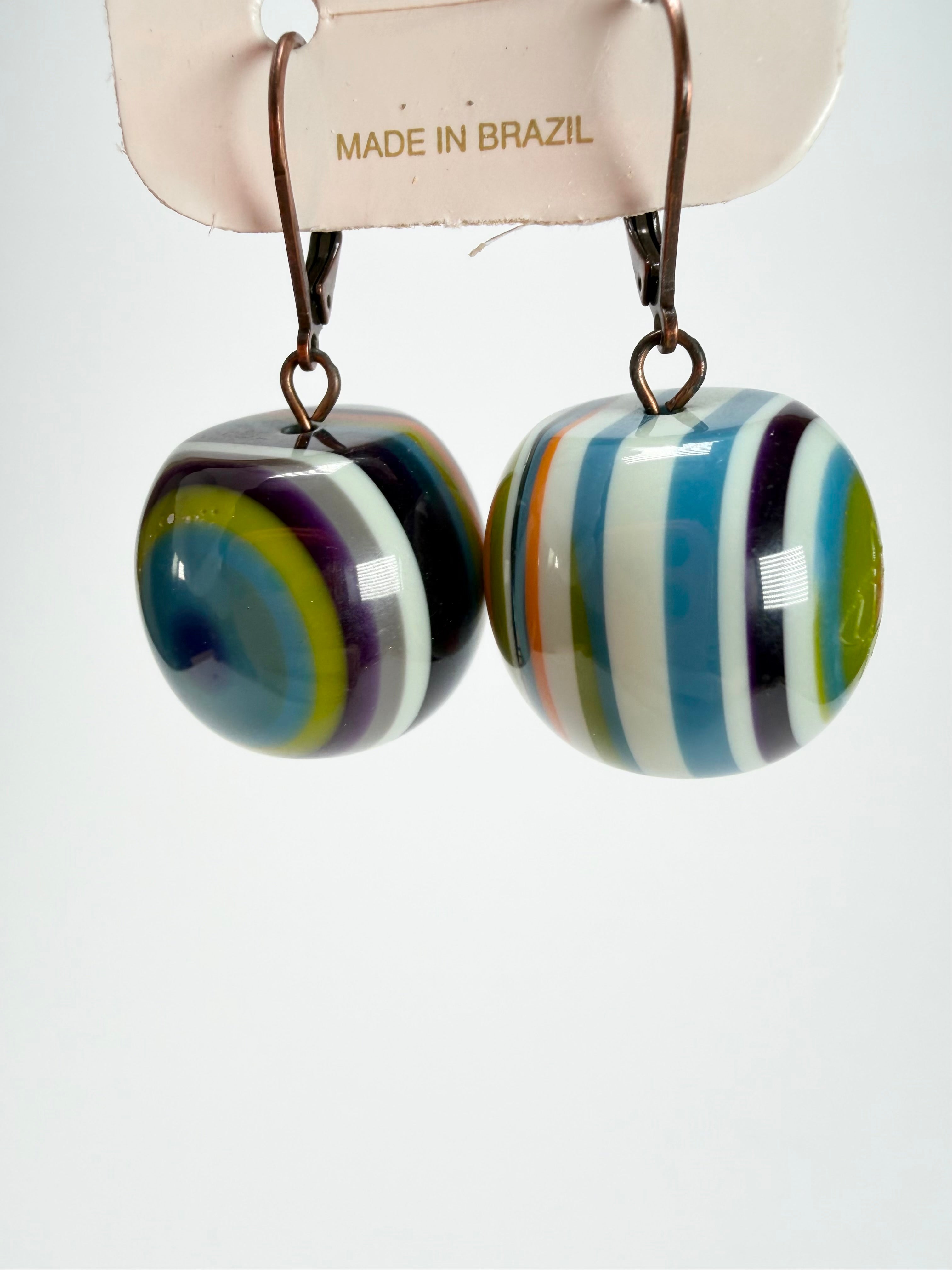 Jackie Brazil "Cat Eyes" Liquorice Balls Winter Mix Short Resin Earrings ( E0960 )