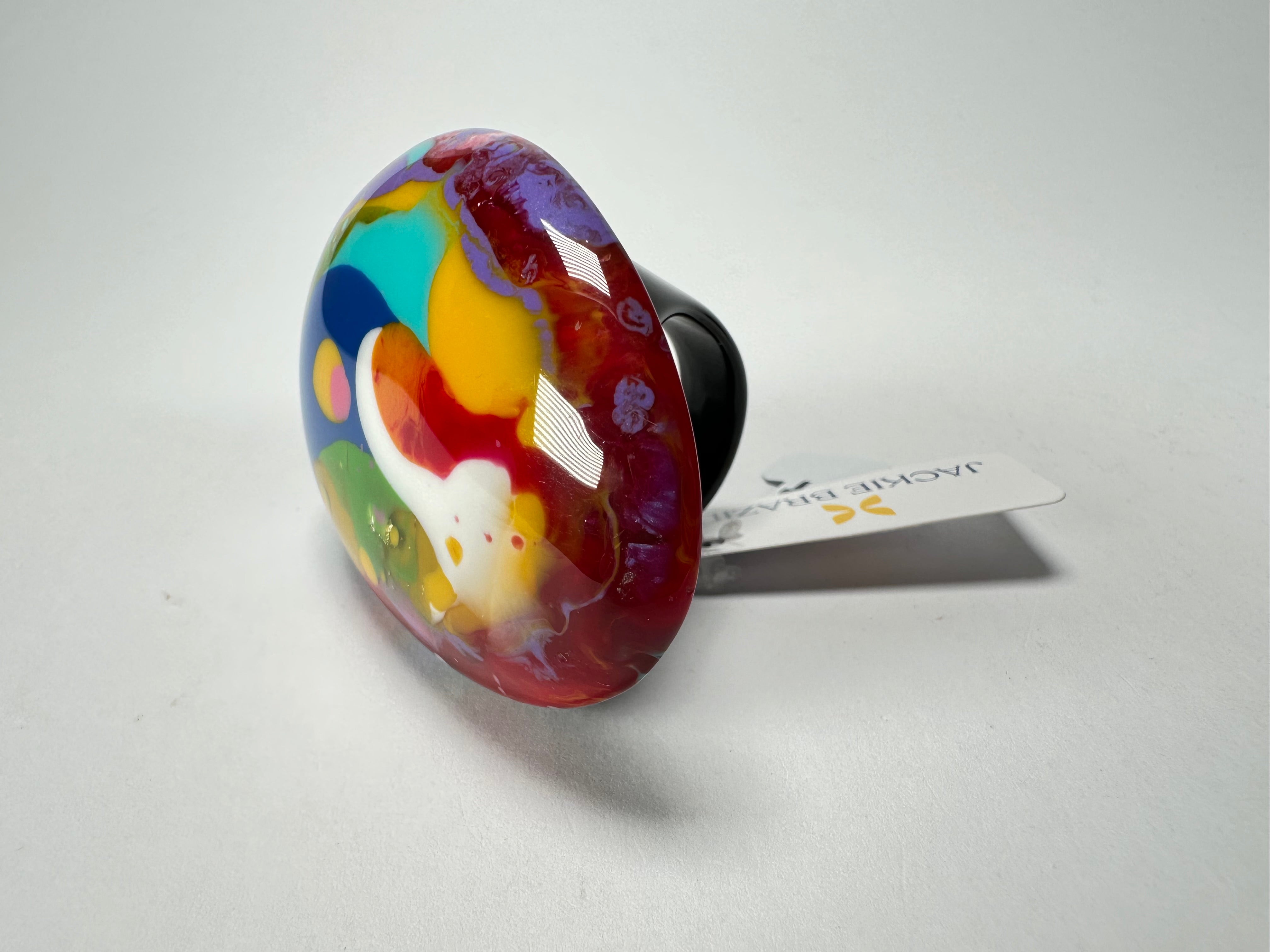 Jackie Brazil "Large Riverstone" Kandinsky Flat Oval Ring ( R3625 ) Size UK- Z+2 / US- 13.5