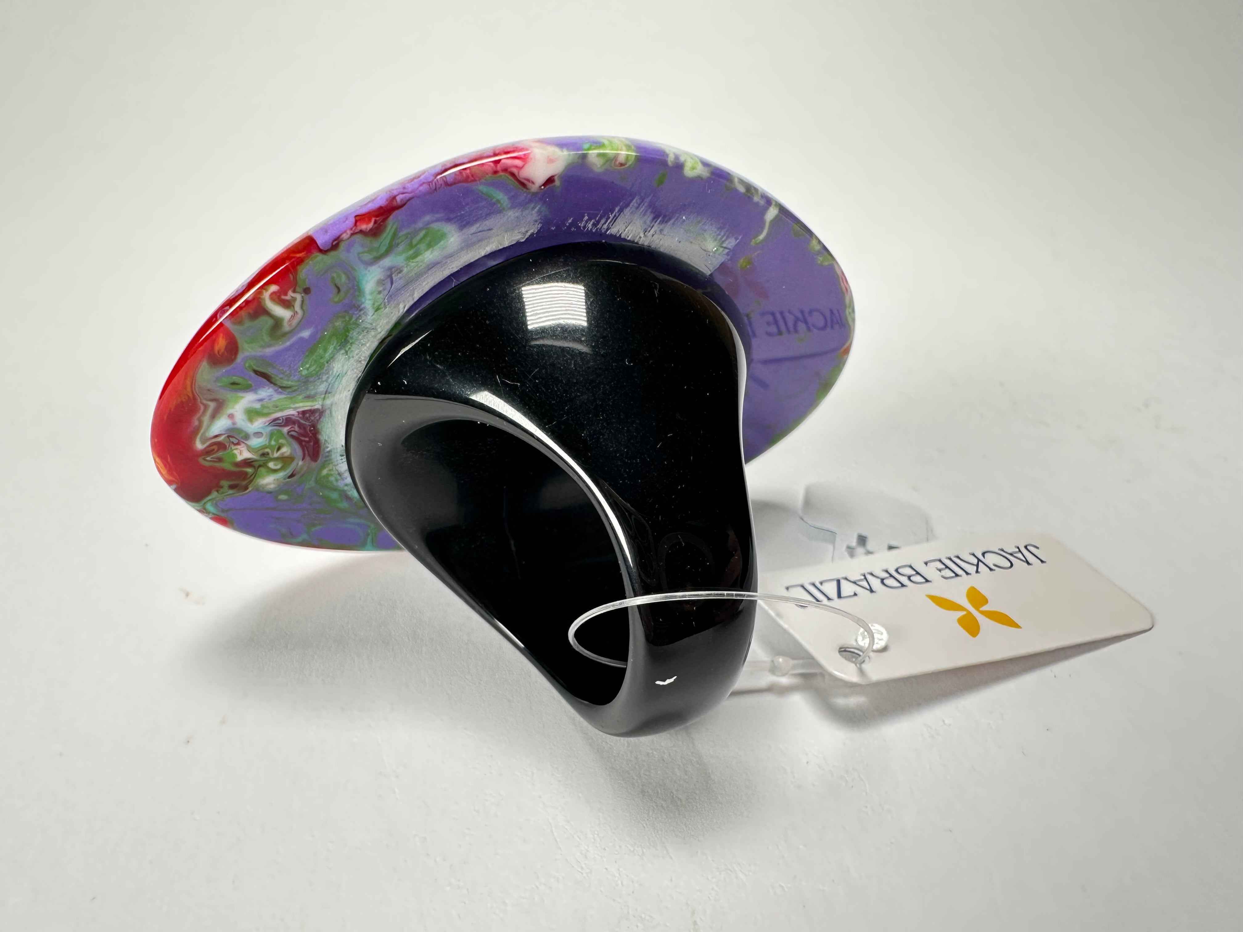 Jackie Brazil "Large Riverstone" Kandinsky Flat Oval Ring ( R3625 ) Size UK- Z+2 / US- 13.5