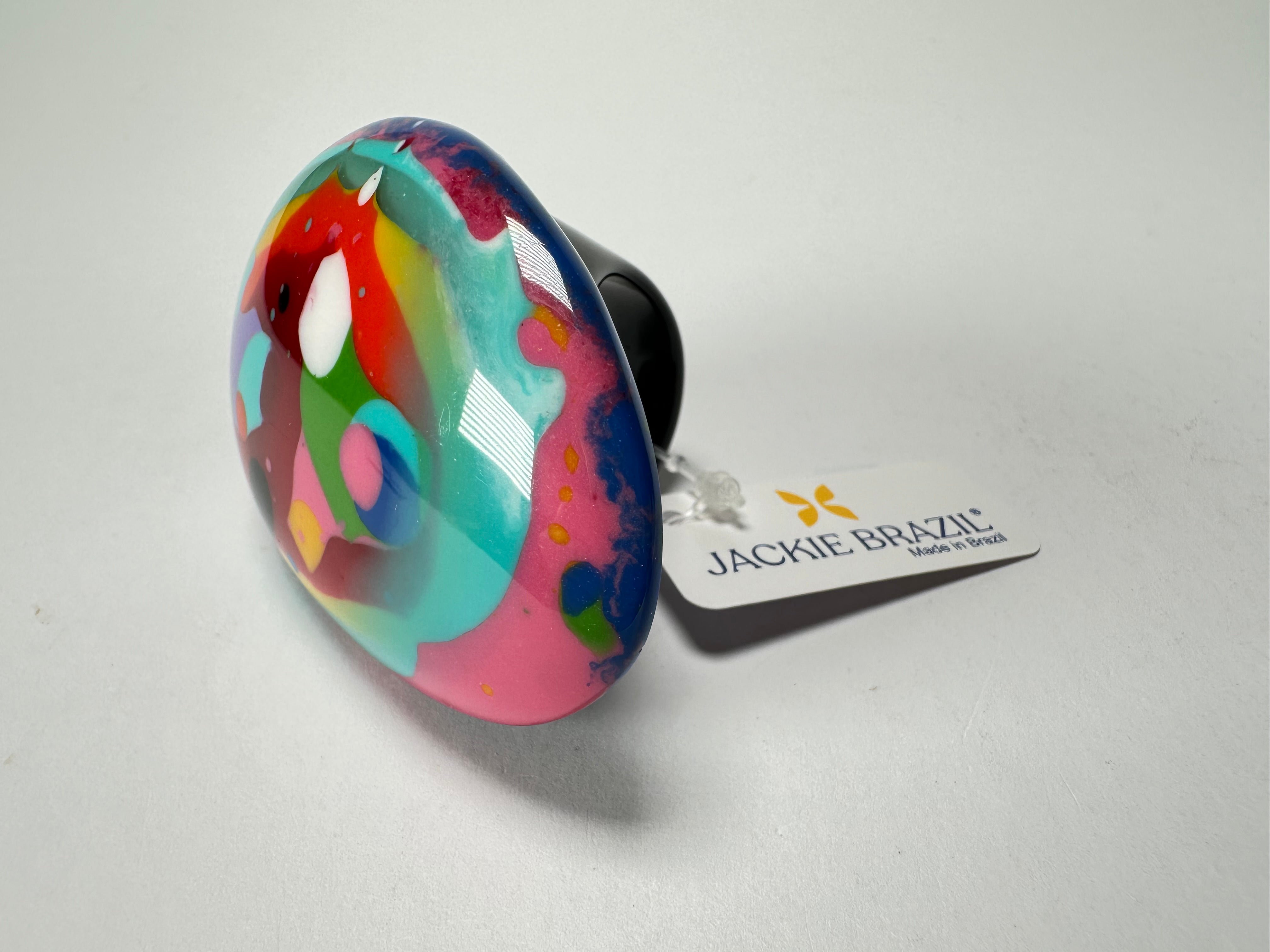 Jackie Brazil "Large Riverstone" Kandinsky Flat Oval Ring ( R3625 ) Size UK- Z+2 / US- 13