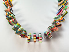 Jackie Brazil "Africa" Liquorice Squares & Beads Mix Colours 50cm Necklace ( N0008 )