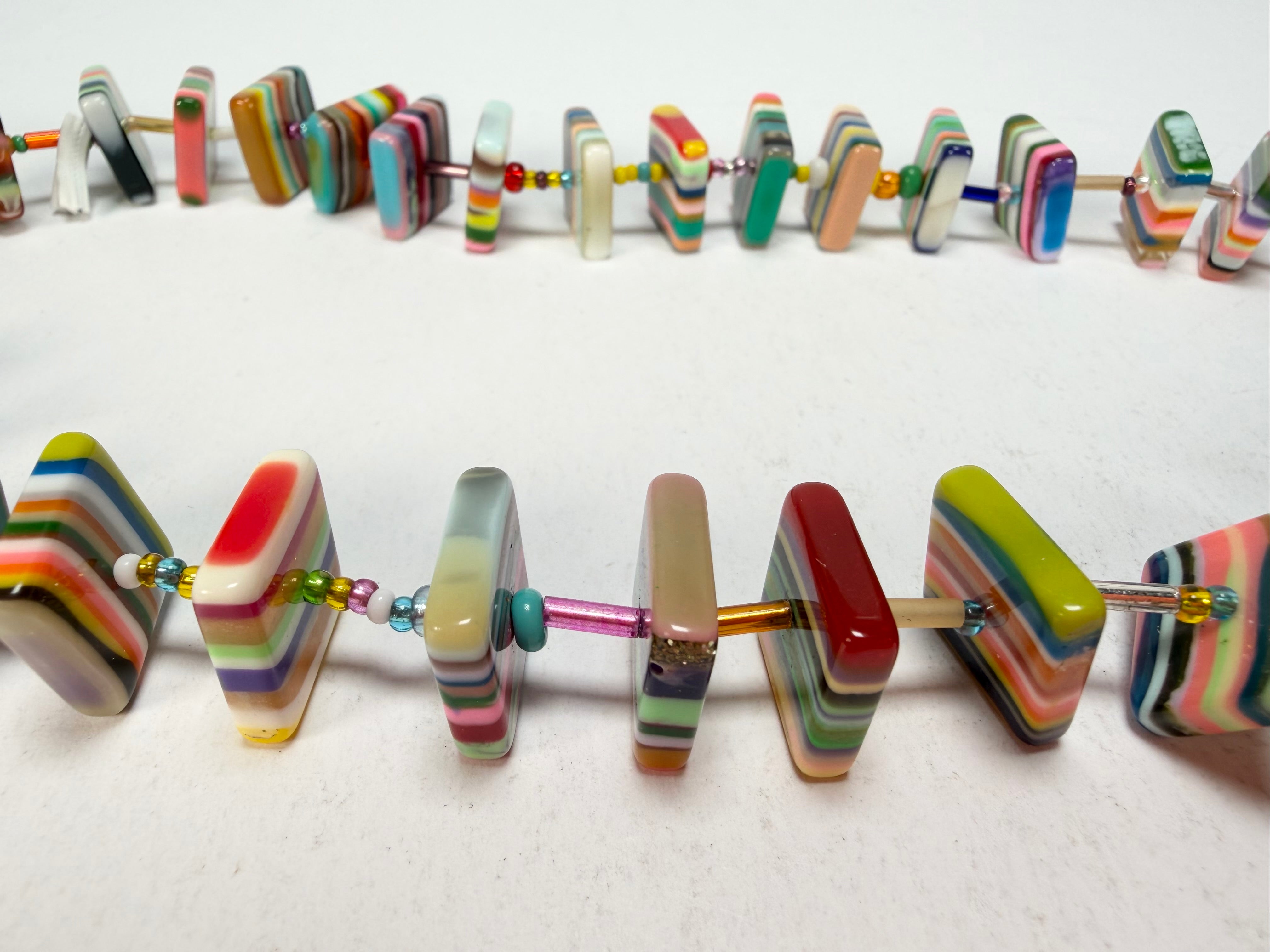 Jackie Brazil "Africa" Liquorice Squares & Beads Mix Colours 50cm Necklace ( N0008 )