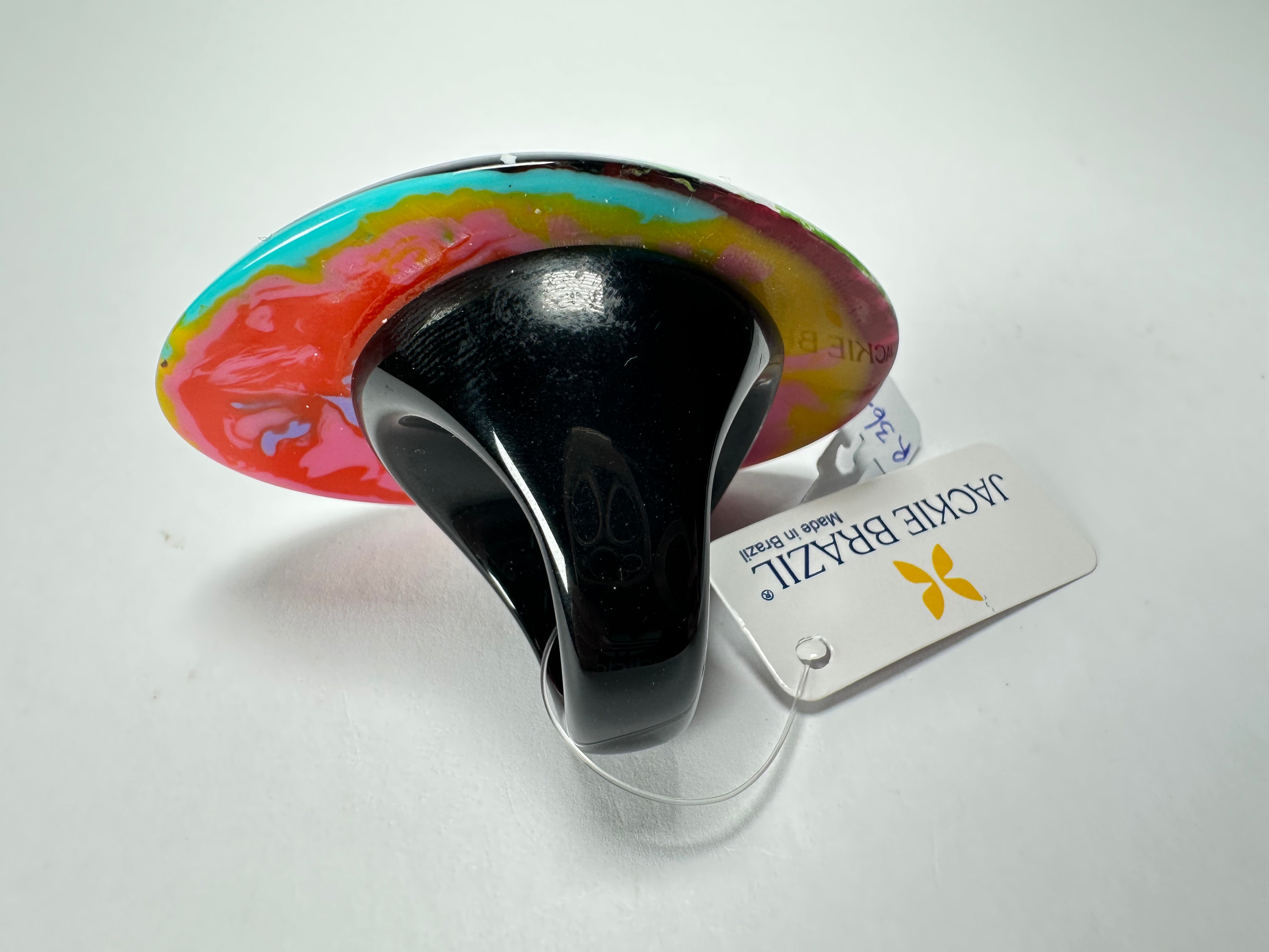 Jackie Brazil "Large Riverstone" Kandinsky Flat Oval Ring ( R3625 ) Size UK- Z+2 / US- 13