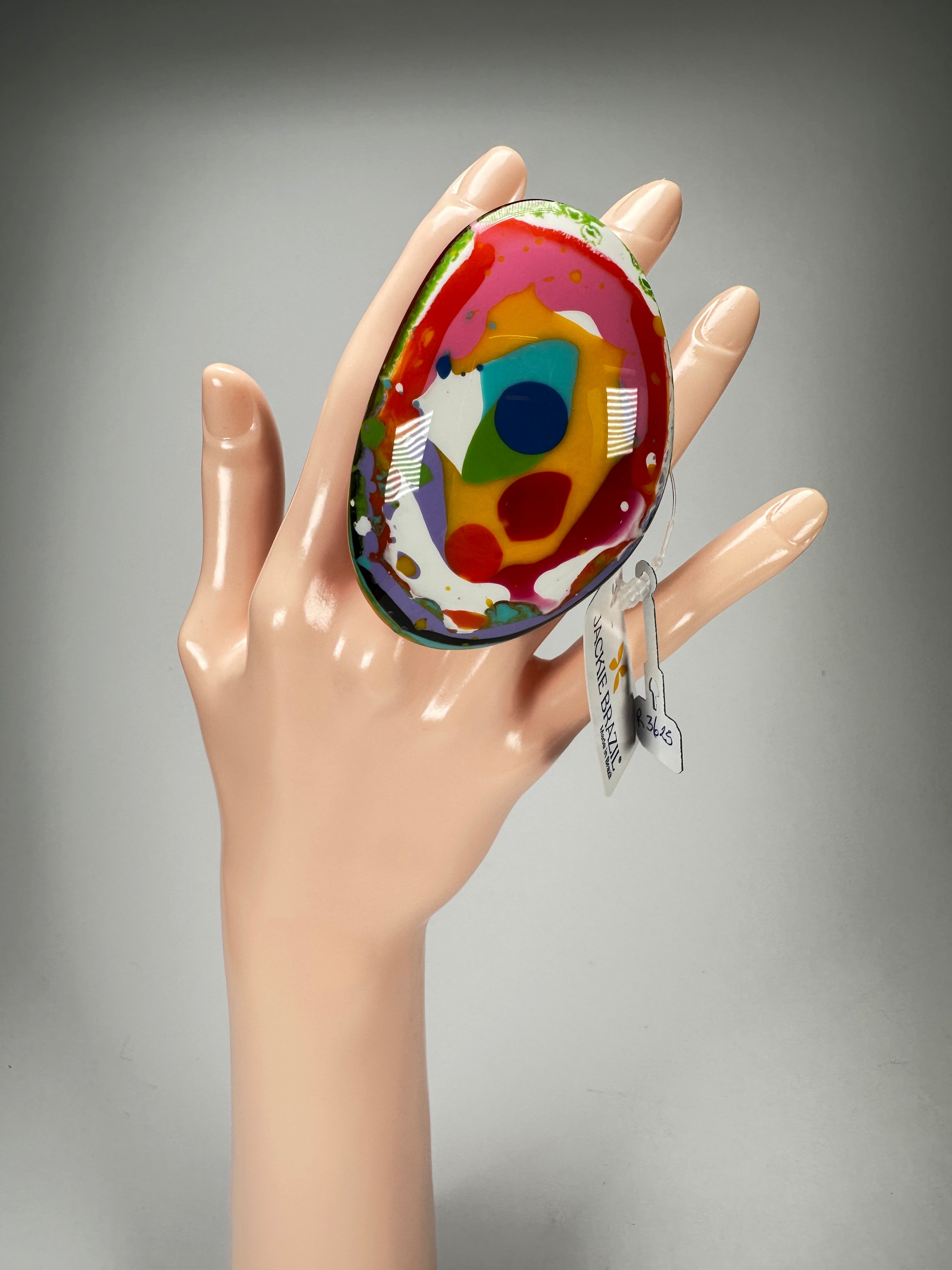 Jackie Brazil "Large Riverstone" Kandinsky Flat Oval Ring ( R3625 ) Size UK- Z+2 / US- 13